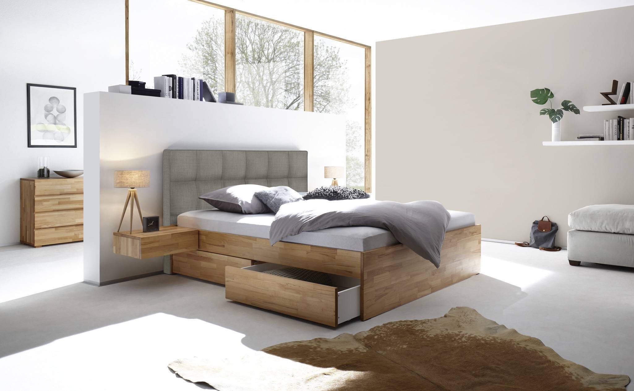 HASENA Bettgestell Hasena Function&Comfort Otello Tip-On Massivholzbett mit Stauraum (1)
