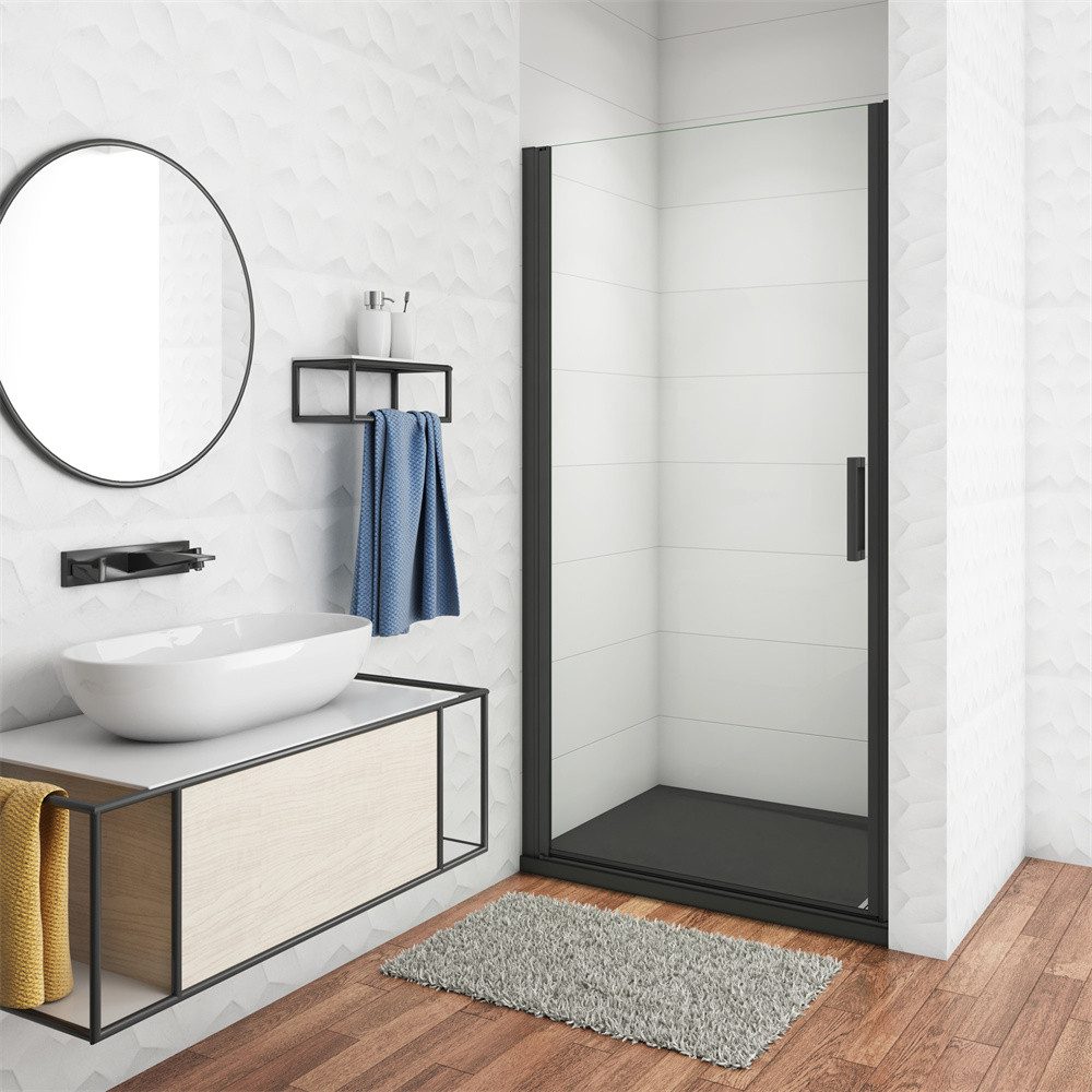 Duschparadies Dusch-Drehtür Nischentür Duschtür Drehtür ESG Schwenktür Duschwand Easyclean Glas, 80x200 cm, Einscheibensicherheitsglas, Sicherheitsglas , (1-St)