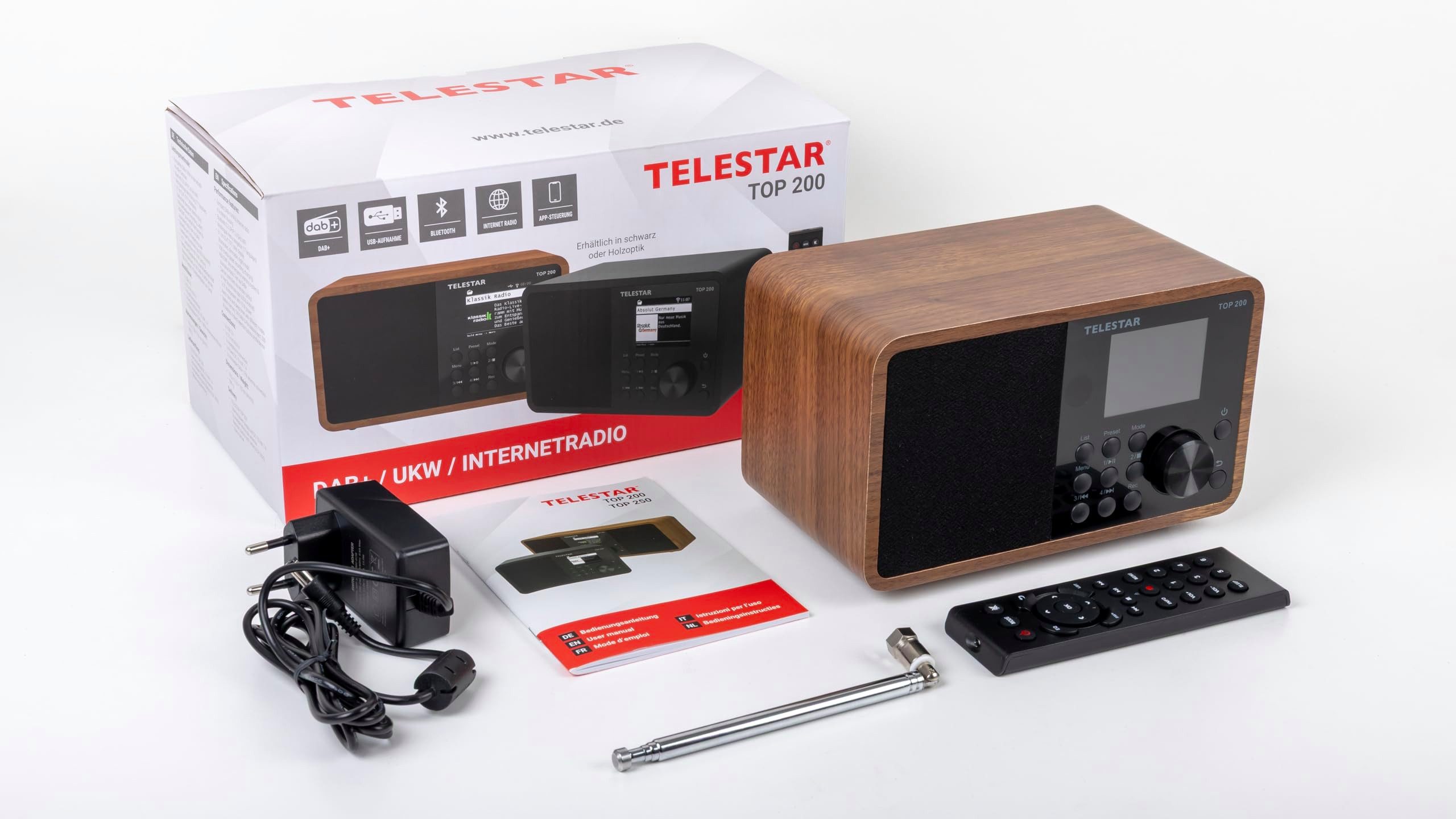 TELESTAR TOP 200 Holz Radio (DAB+ Internetradio mit Holzdesign)