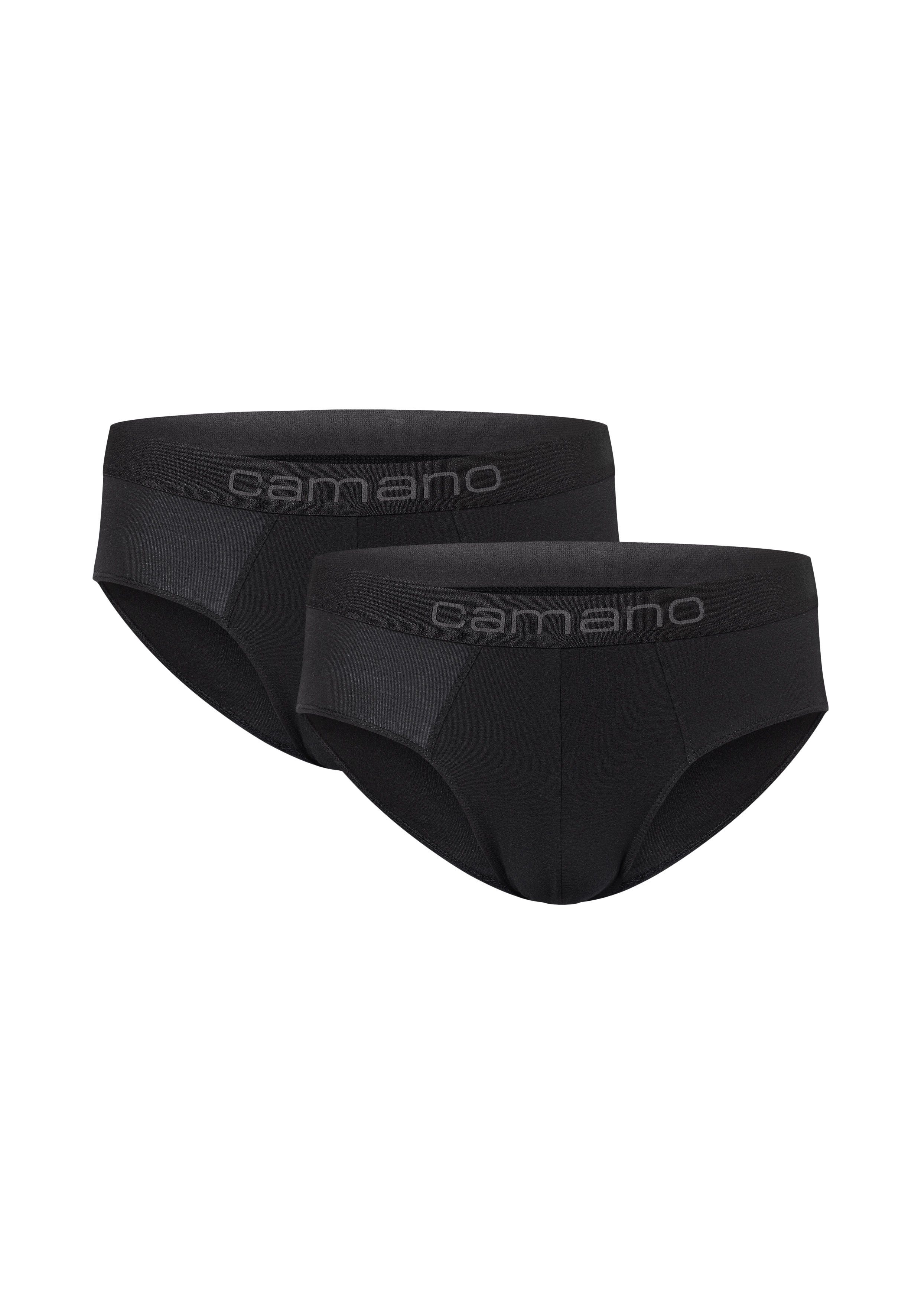 Baumwolle schwarz Slip mit (BCI) schwarz, nachhaltigerer Comfort bequemem (2-St) mit Camano Komfortbund