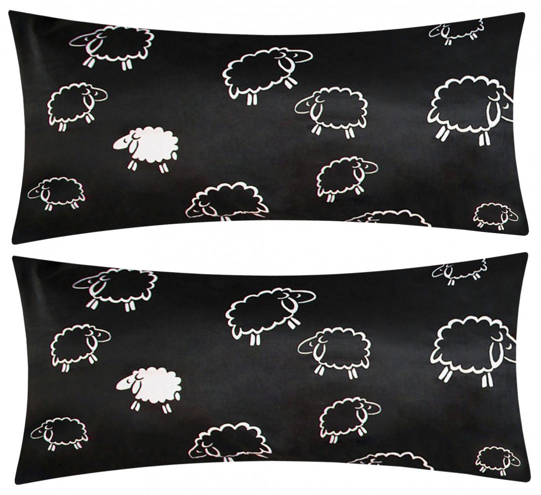Heubergshop Kissenbezüge, (2 Stück), 40x80cm Schafe Lämmer Schwarz Weiß Kis günstig online kaufen