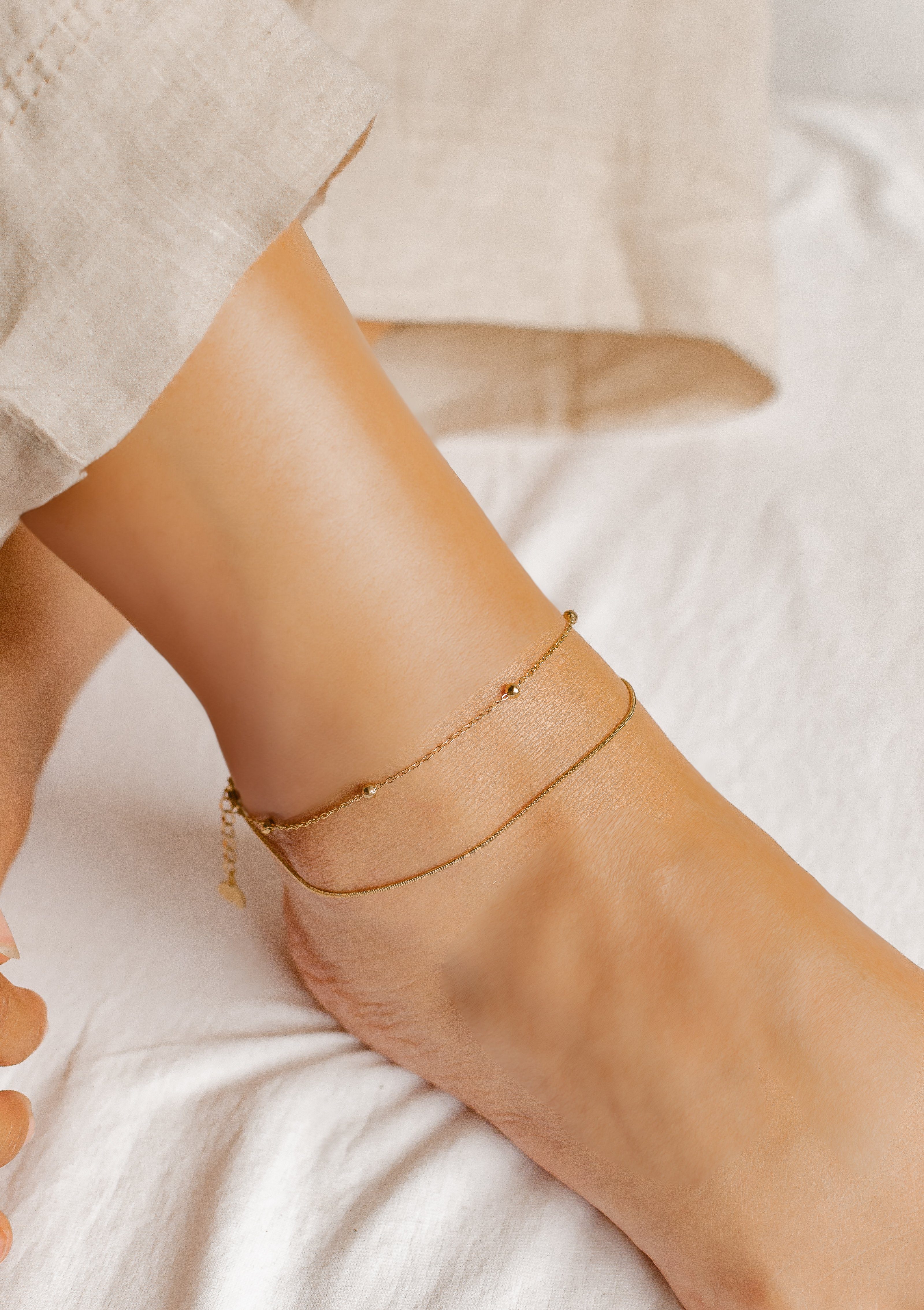 Hey Happiness Fußkette Layer Kugeln, Zweischichtige Satellite & Schlangen K günstig online kaufen