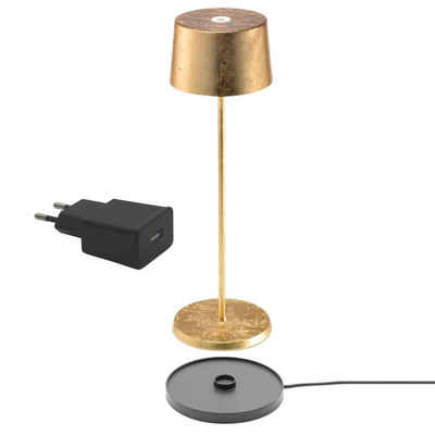 Zafferano LED Tischleuchte LED Akkutischleuchte Olivia Pro 2,2W 150lm 3000K IP65 in Gold, keine Angabe, Leuchtmittel enthalten: Ja, fest verbaut, LED, warmweiss, Tischleuchte, Nachttischlampe, Tischlampe