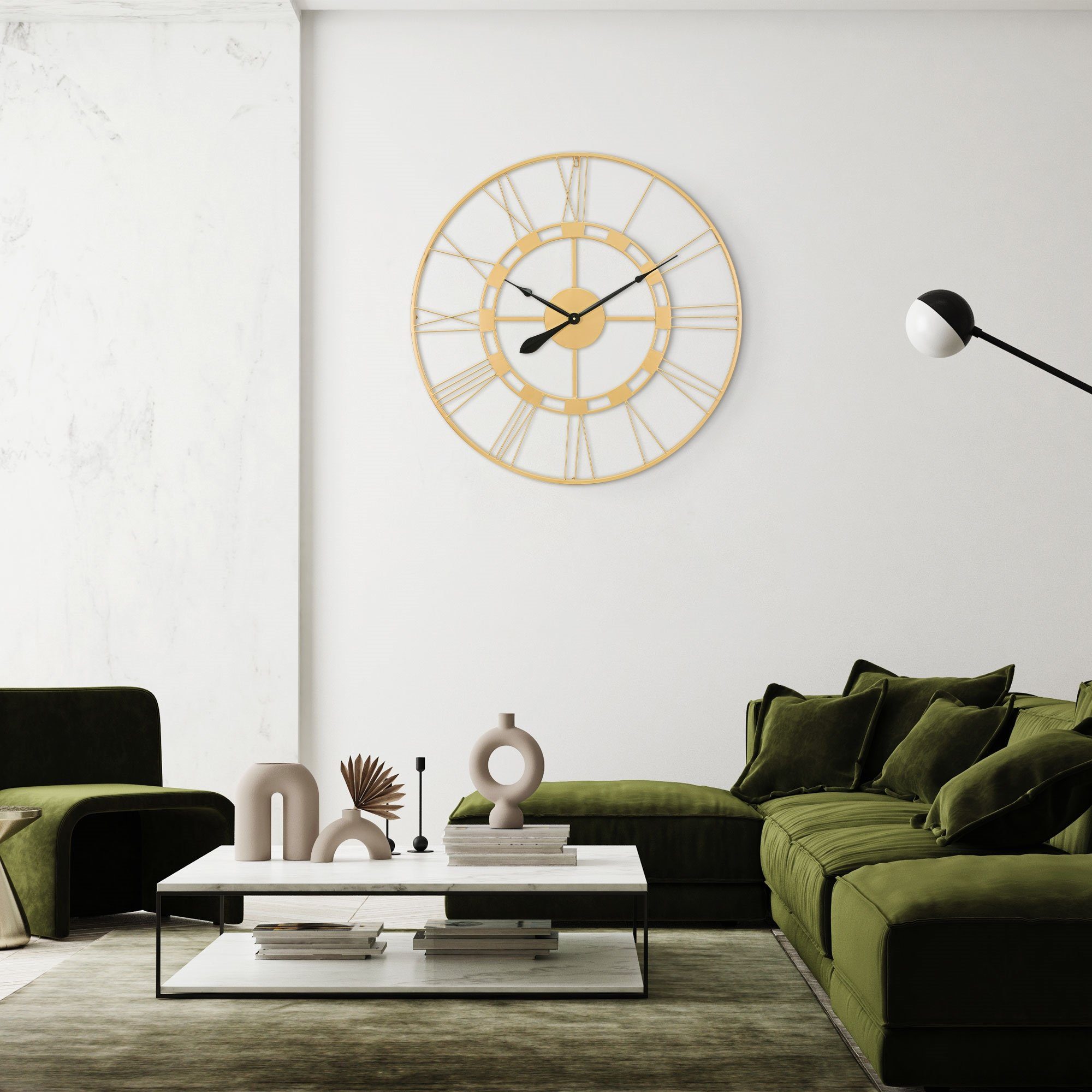 Design (Altgold Unikat Wanduhr Eisen Uhr Uhr rund Dekorative Dekouhr Stockholm handgefertigt WOMO-DESIGN Ø85cm Vintage-Stil) im