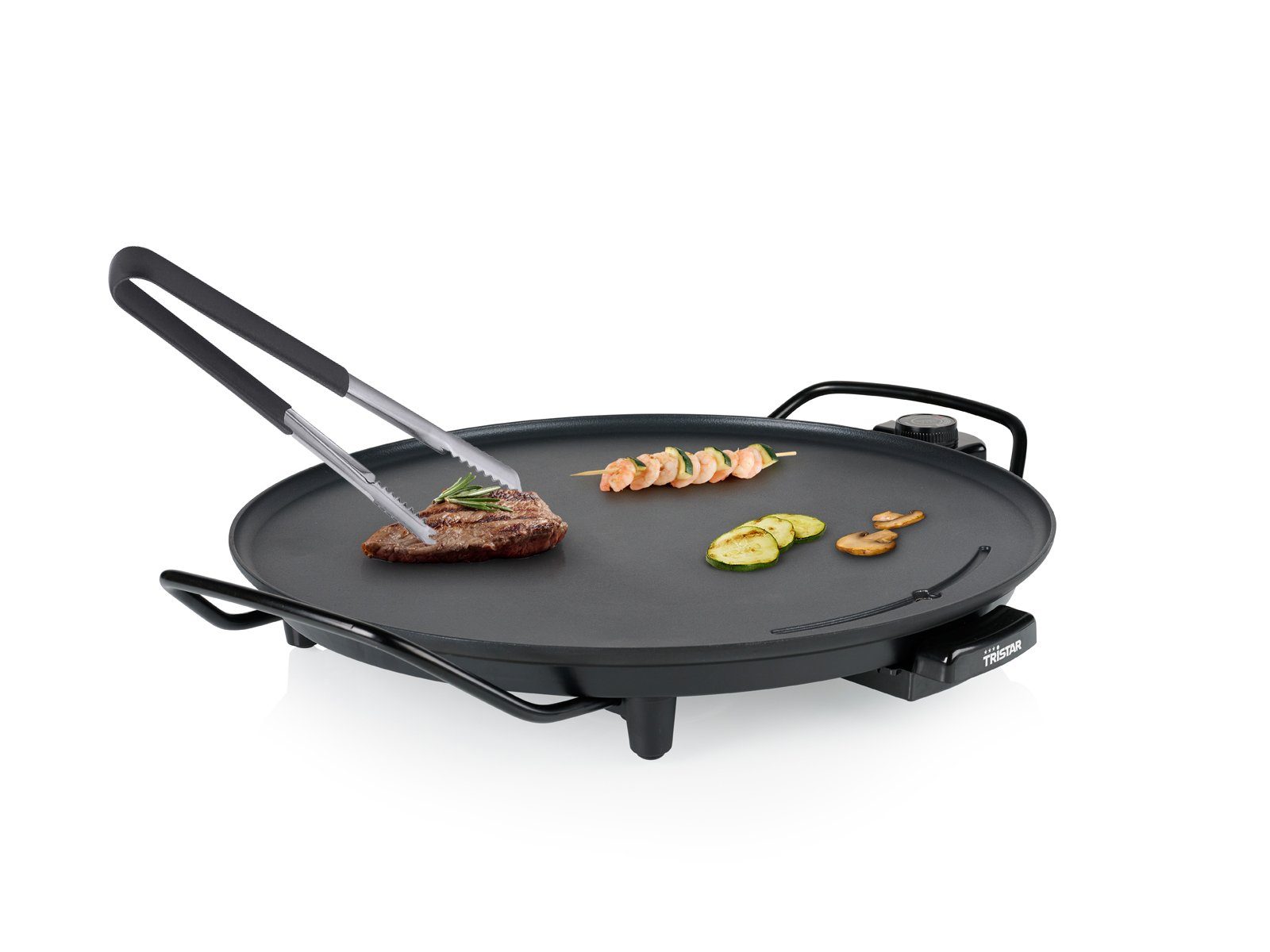 Tristar Tischgrill, 2000 W, Teppanyaki Brat-Platte, Elektro-Grill Balkon wenig Rauch & Grillzange