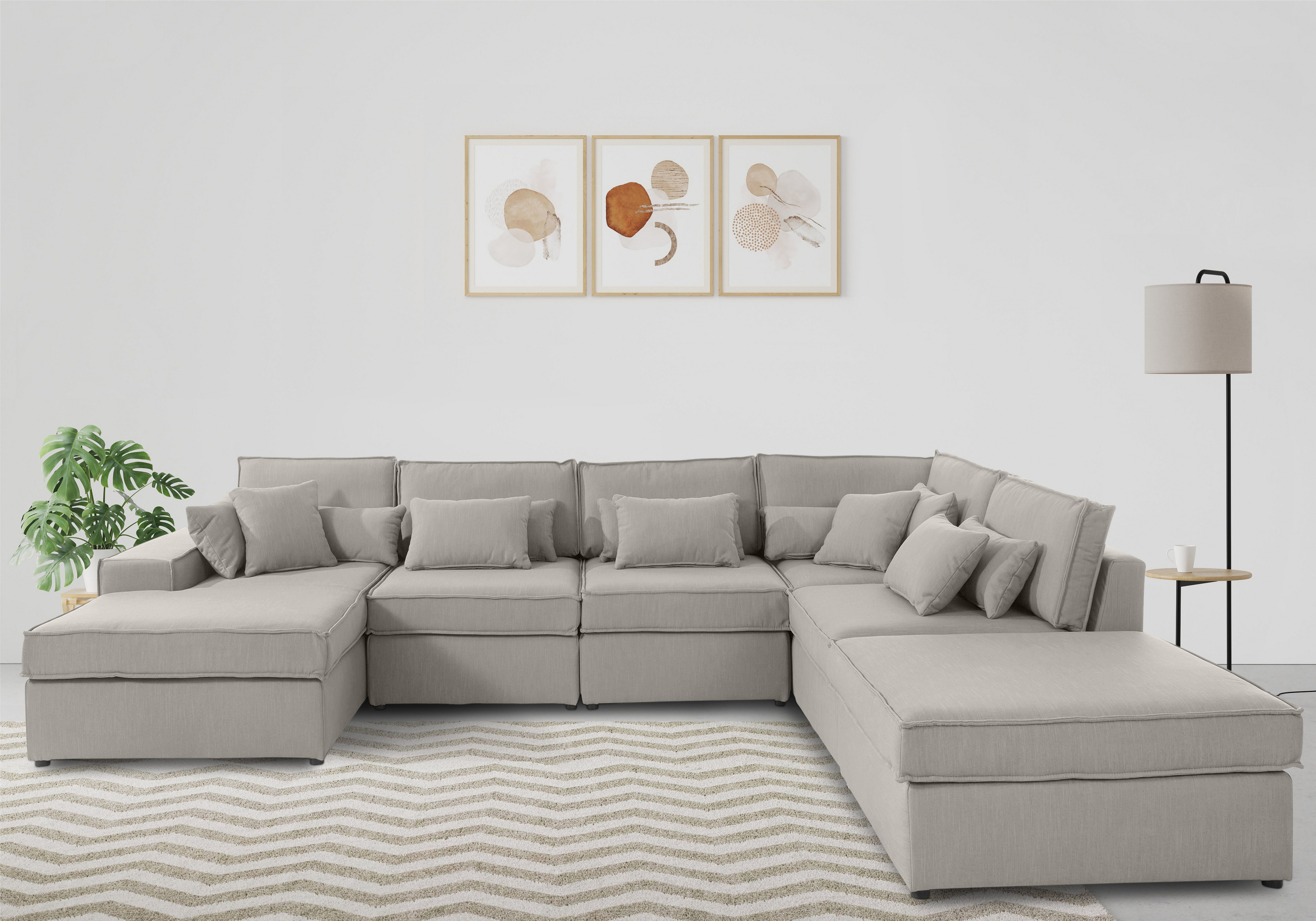 OTTO home Wohnlandschaft Florid U-Form, 6 Teile, bestehend aus Modulen, viele Bezugsqualitäten, auch in Cord