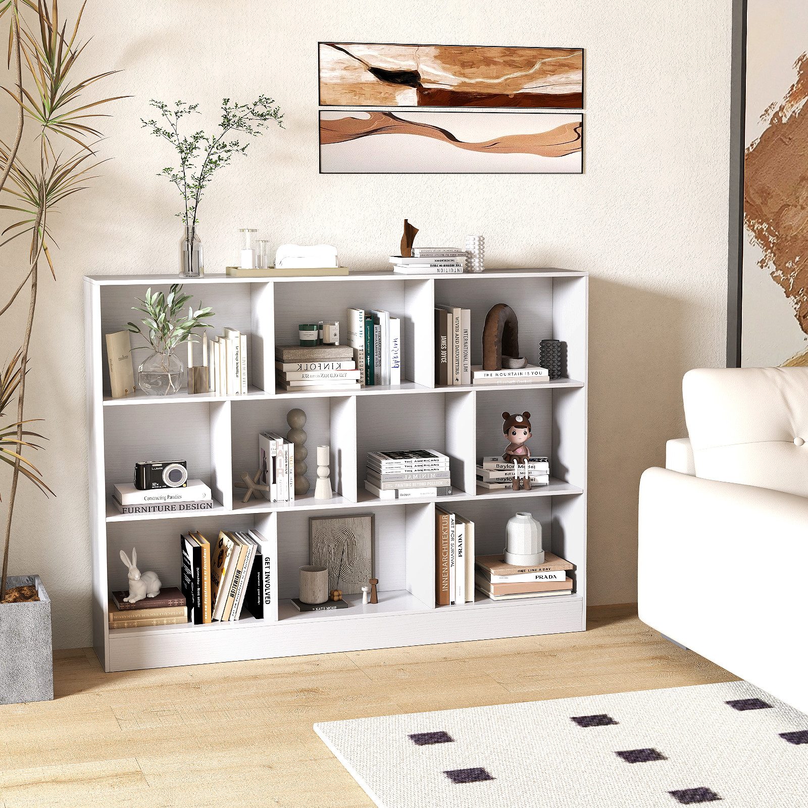 COSTWAY Bücherregal, Standregal, 3 Ebenen, 10 günstig online kaufen