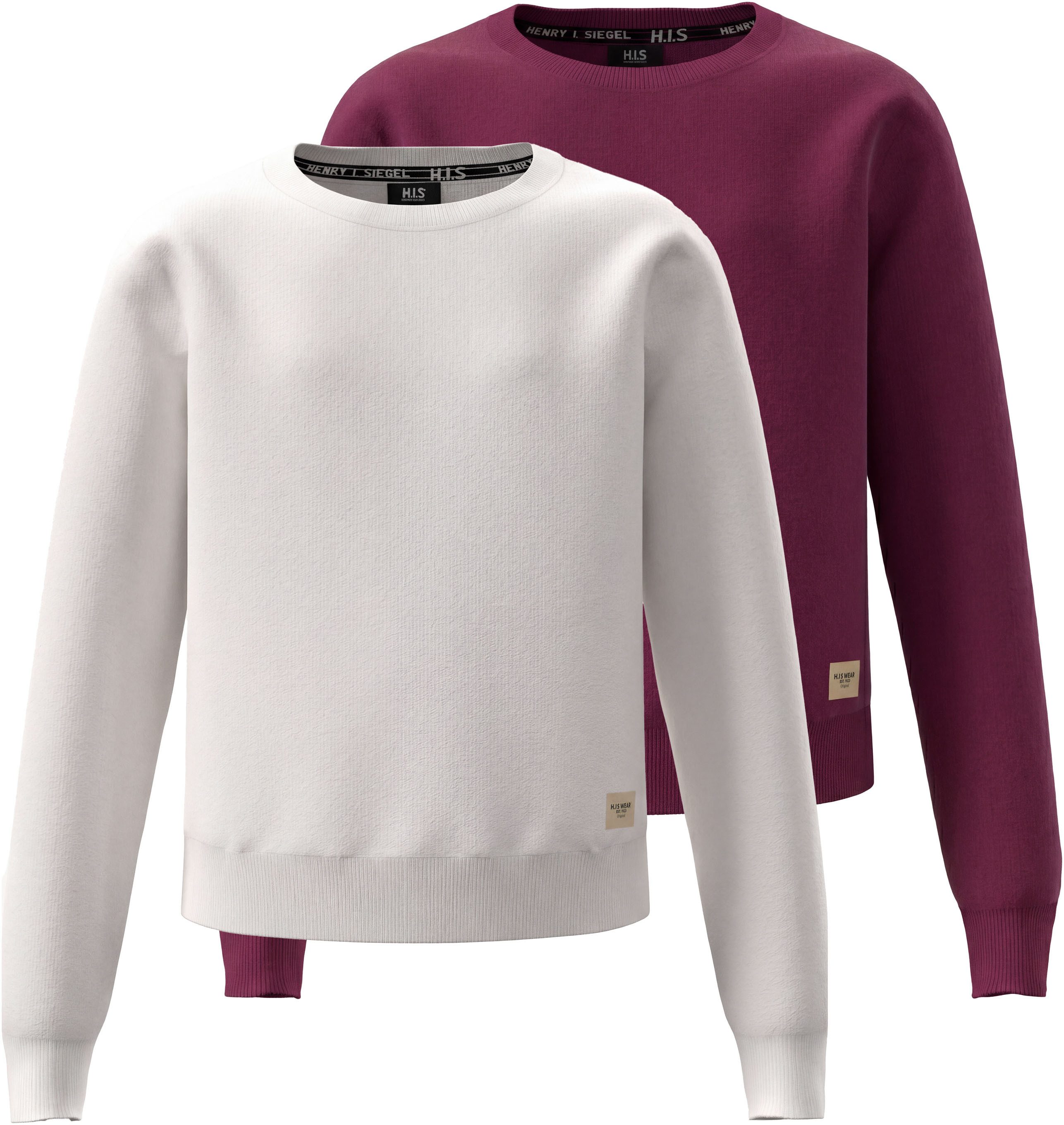H.I.S Sweatshirt 2er Pack Shirts, kurze Form (Packung, 2) Langarm