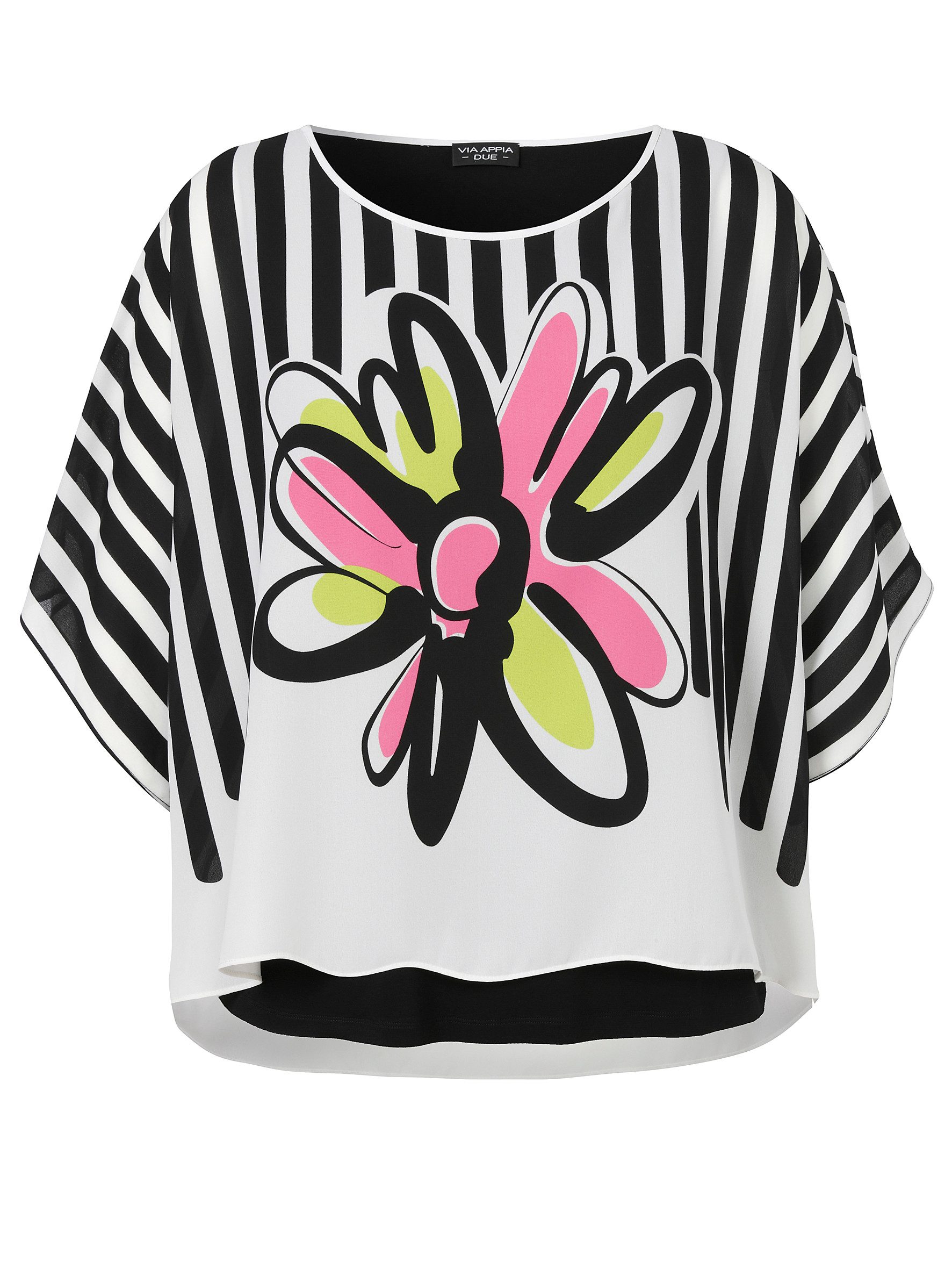 VIA APPIA Kurzarmbluse Bluse Rundhals 1/2 Arm Druck