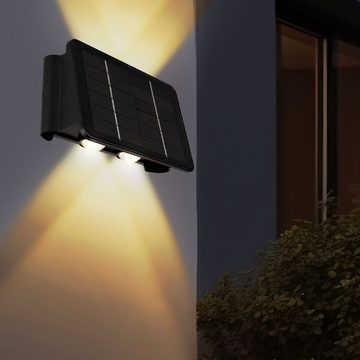Globo Außen-Wandleuchte, Leuchtmittel inklusive, Warmweiß, Solarlampe schwarz Außenleuchte Terrasse Wandlampe modern, Eckig