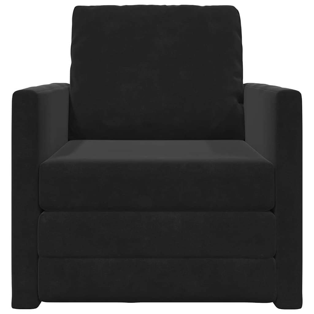 vidaXL Sofa Schlafsofa Schwarz 74 x 77 x 81 cm Samt, 1 Teile – Bild 4 von 5