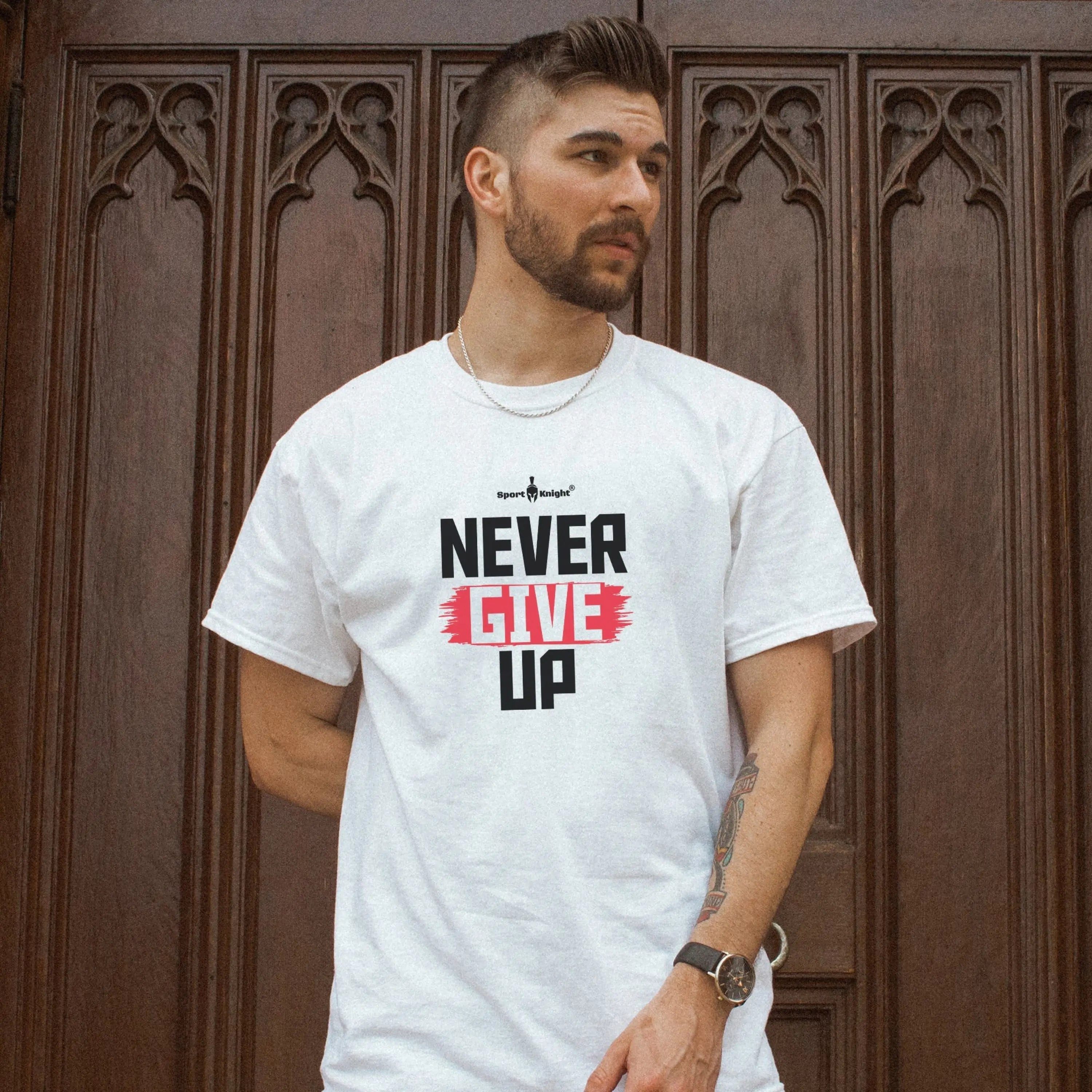 T-Shirt Sport-Knight® Herren Fitness T-Shirt "Never Give Up"
