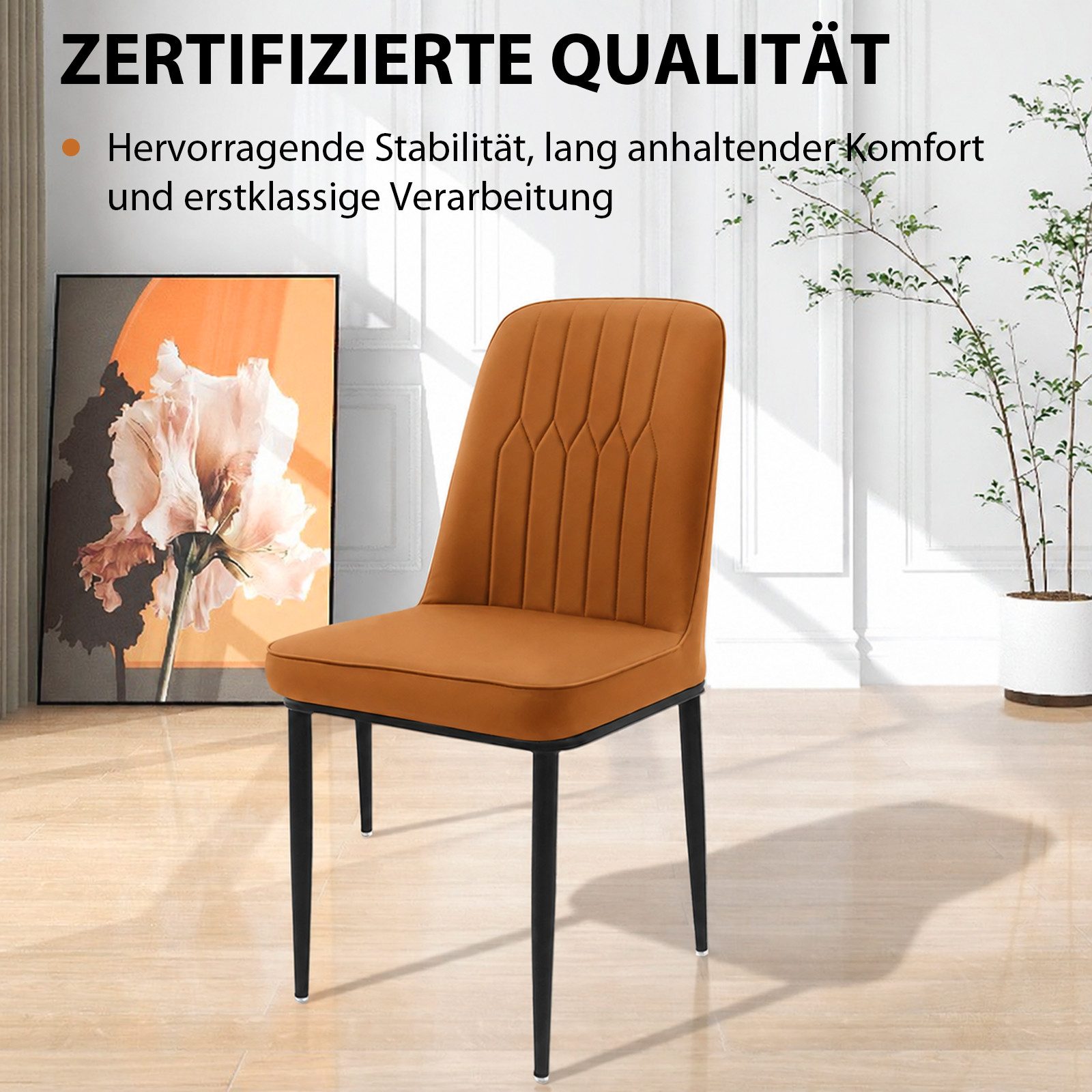Durrafy Esszimmerstuhl Set 2/4/6 Küchenstuhl Esszimmerstuhl,Polsterstuhl,Wohnzimmerstuhl (2 St), Bis 150 kg belastbar mit rutschfesten Bodenschonern