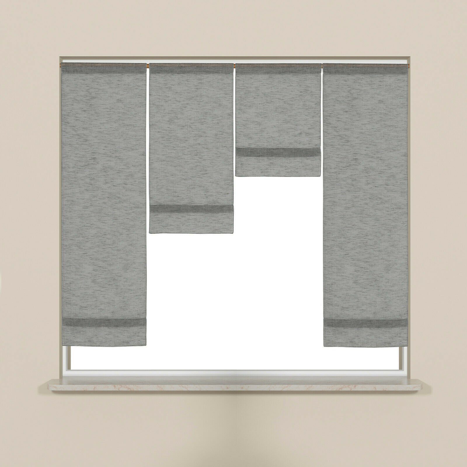 Clever-Kauf-24 Scheibengardine Mini Flächenvorhang Set grau günstig online kaufen