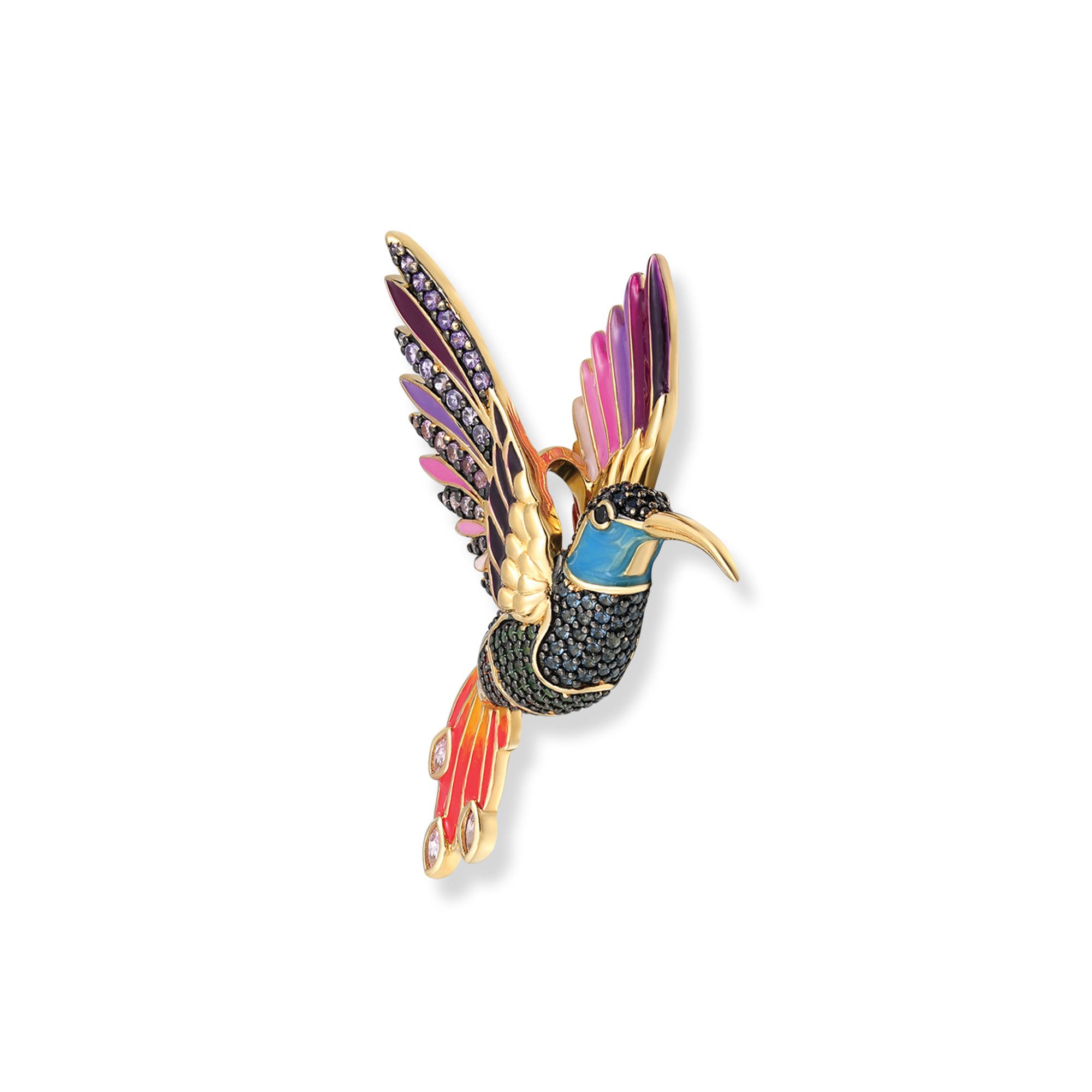 Seinerzeit FLORA & FAUNA Kettenanhänger Cleo Kolibri Anhänger (1-tlg), Material: 925 Sterling Silber, vergoldet, geschwärzt mit Emaille