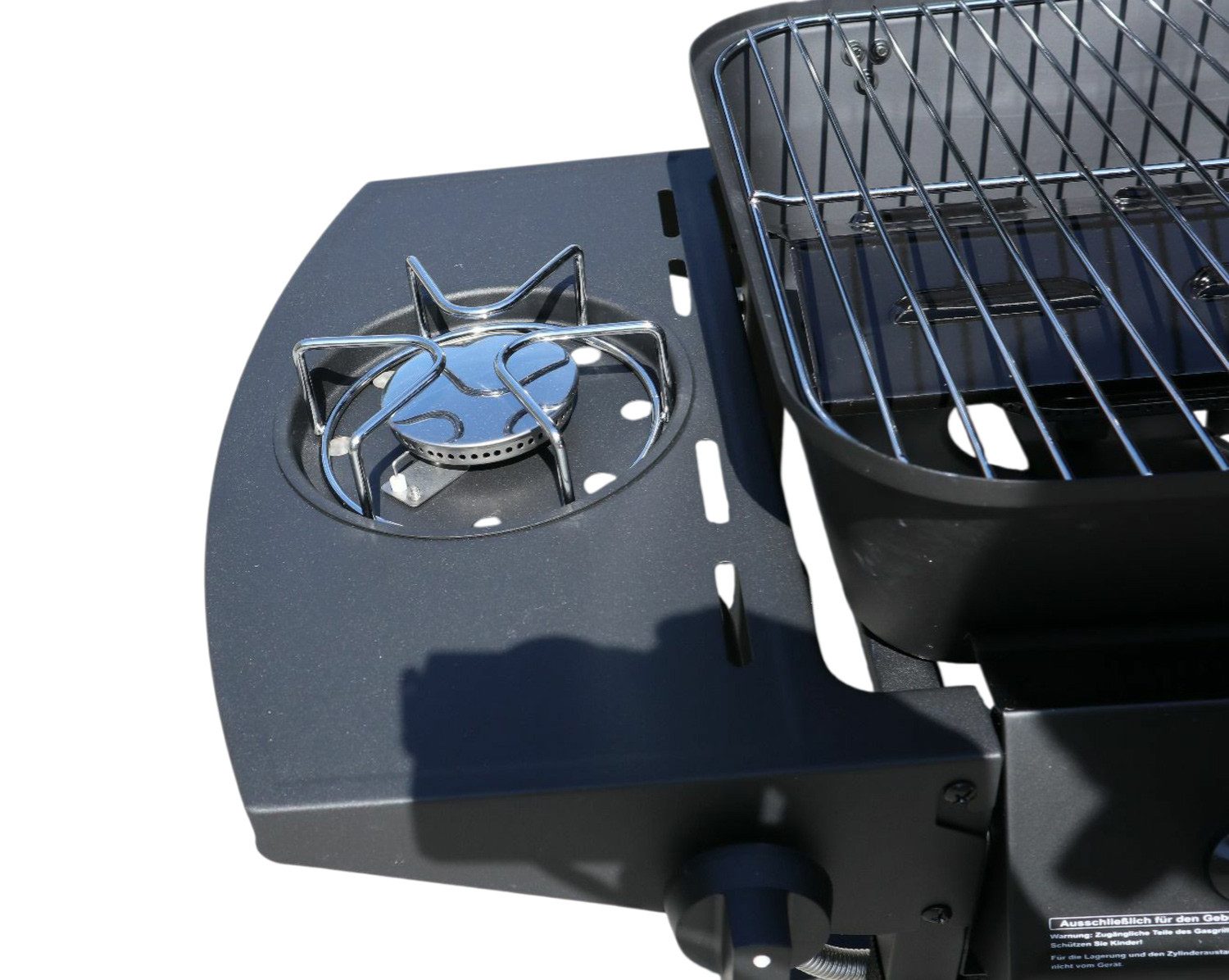 Kingsale Gasgrill Premium Gas Grill mit stufenlos regelbaren 5,5 KW Hauptbrenner, für grenzenlosen Grillgenuss, + 2,5 KW Seitenbrenner, Abdeckhaube mit Thermometer