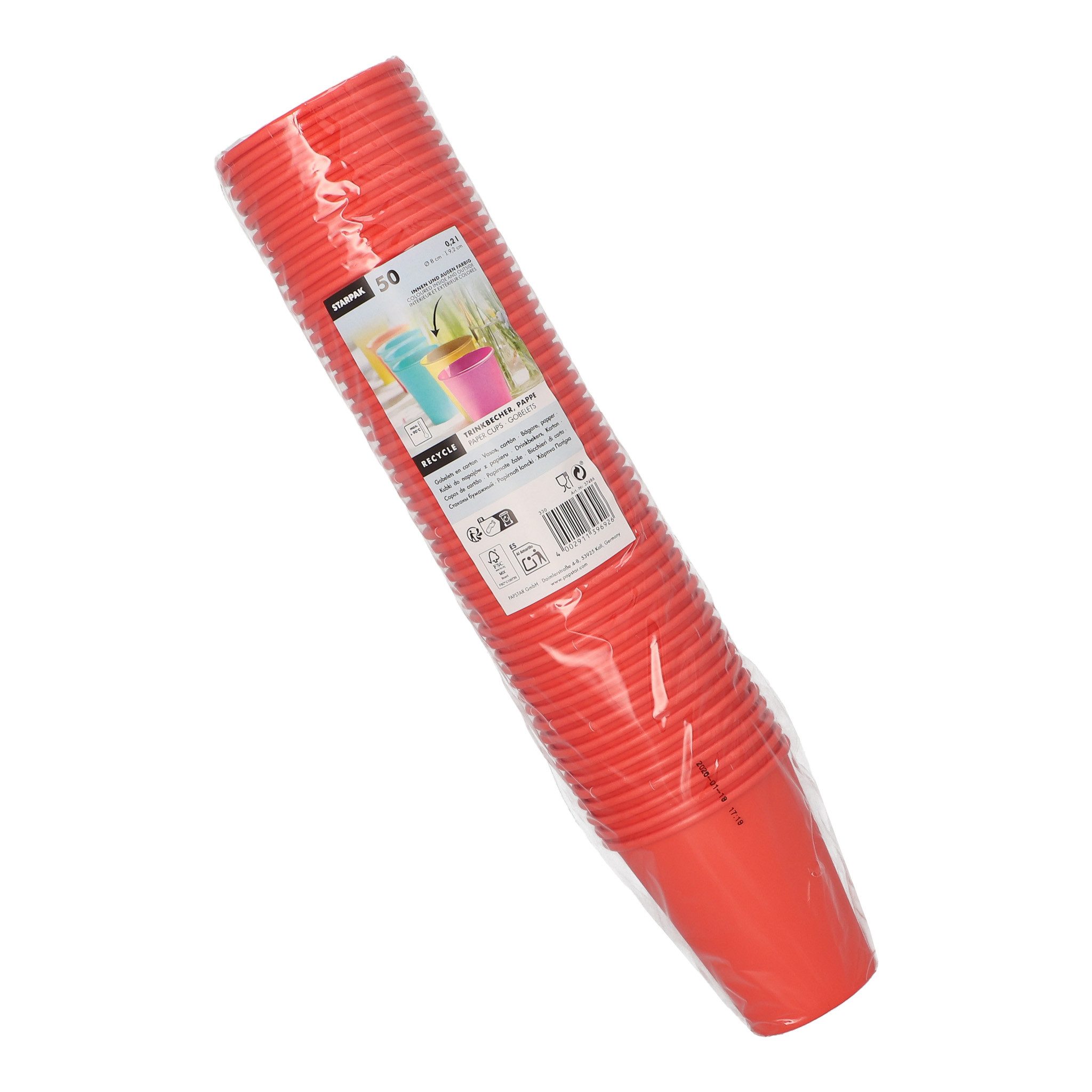 PAPSTAR Einwegbecher, Papier, Pappbecher 200ml 50 Stück Rot