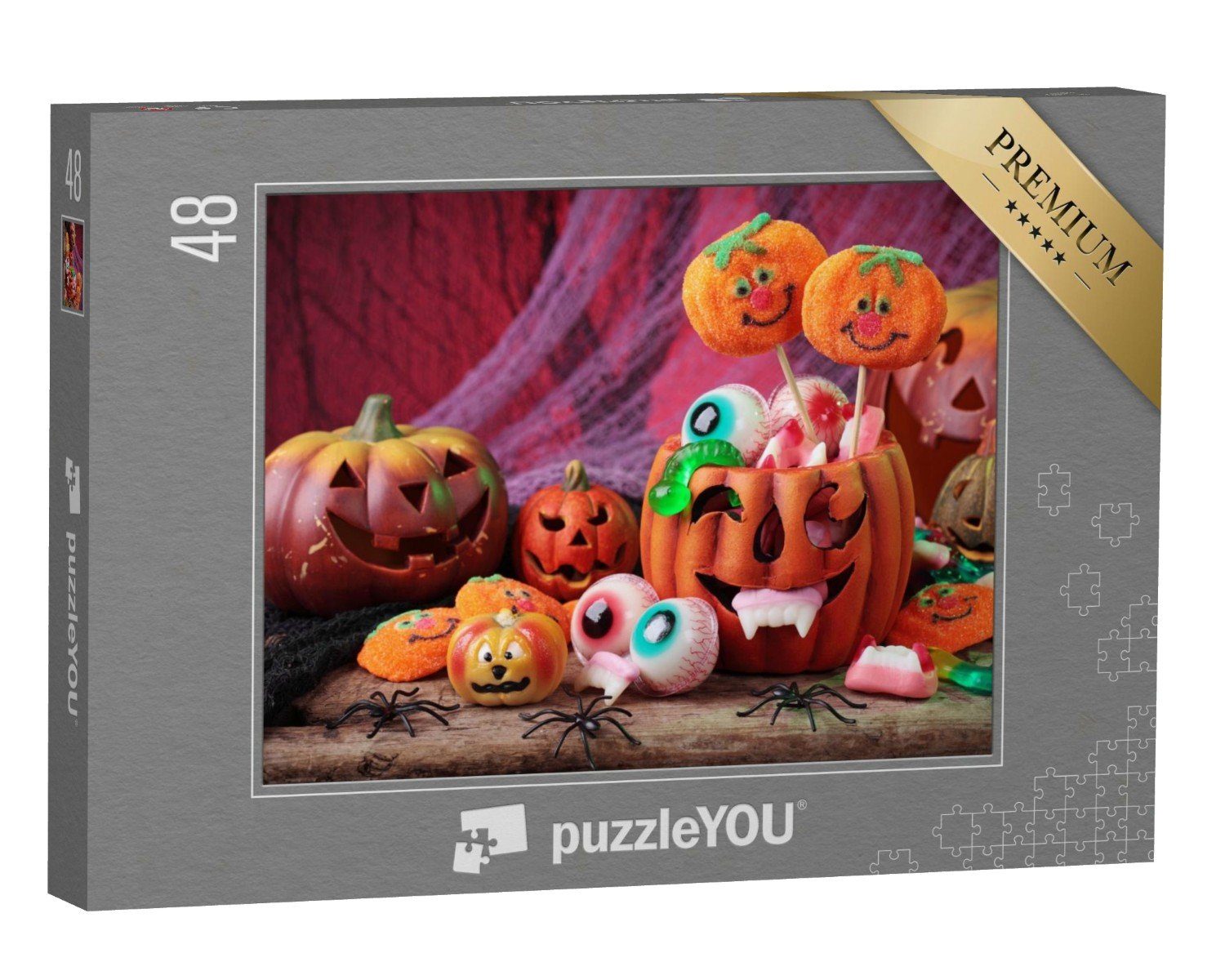 puzzleYOU Puzzle Halloween-Süßigkeiten, bereit für die Party, 48 Puzzleteile, puzzleYOU-Kollektionen Festtage