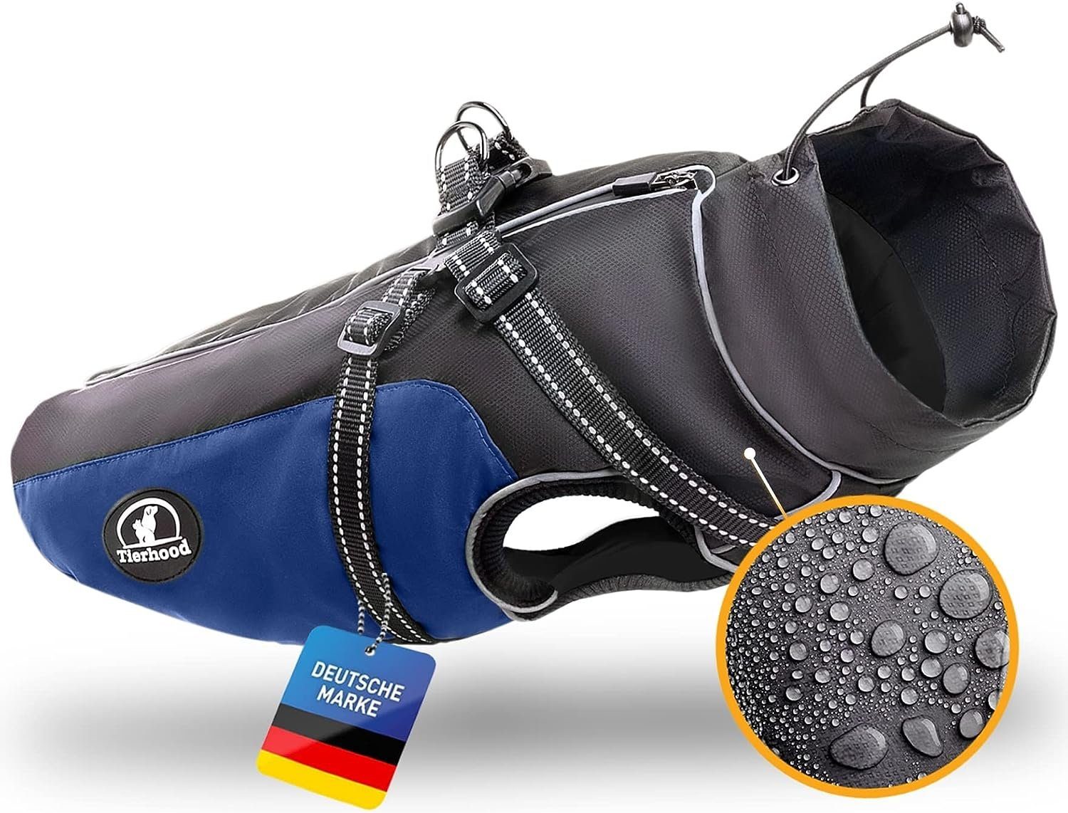 Hundemantel Hunderegenmantel wasserdicht INKL GESCHIRR Regenmantel Hund Regenjacke