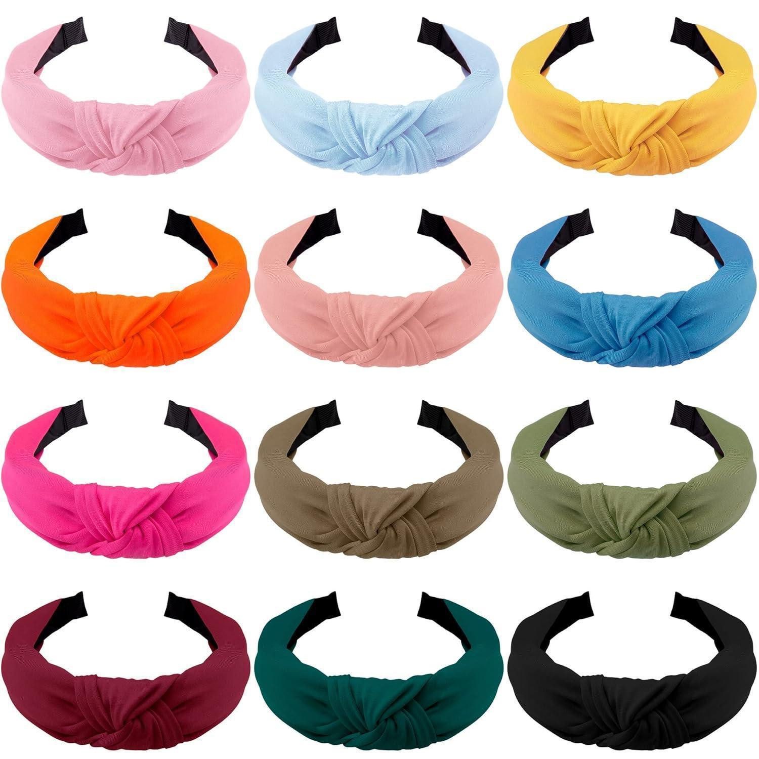 LuxusKollektion Haarreif Knoten Stirnband Damen Haarband Mädchen 12 Farben 12 Stück