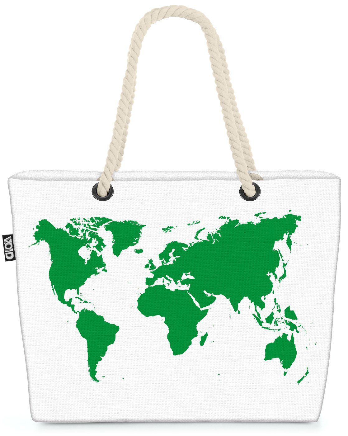 VOID Strandtasche (1-tlg), World Map Weltkarte Weltkarte Sheldon big bang Meer Karte Landkarte weiß