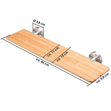 bremermann Wandregal Bad Serie PIAZZA BAMBUS – Bambusablage mit Edelstahl matt – Rahmenlos