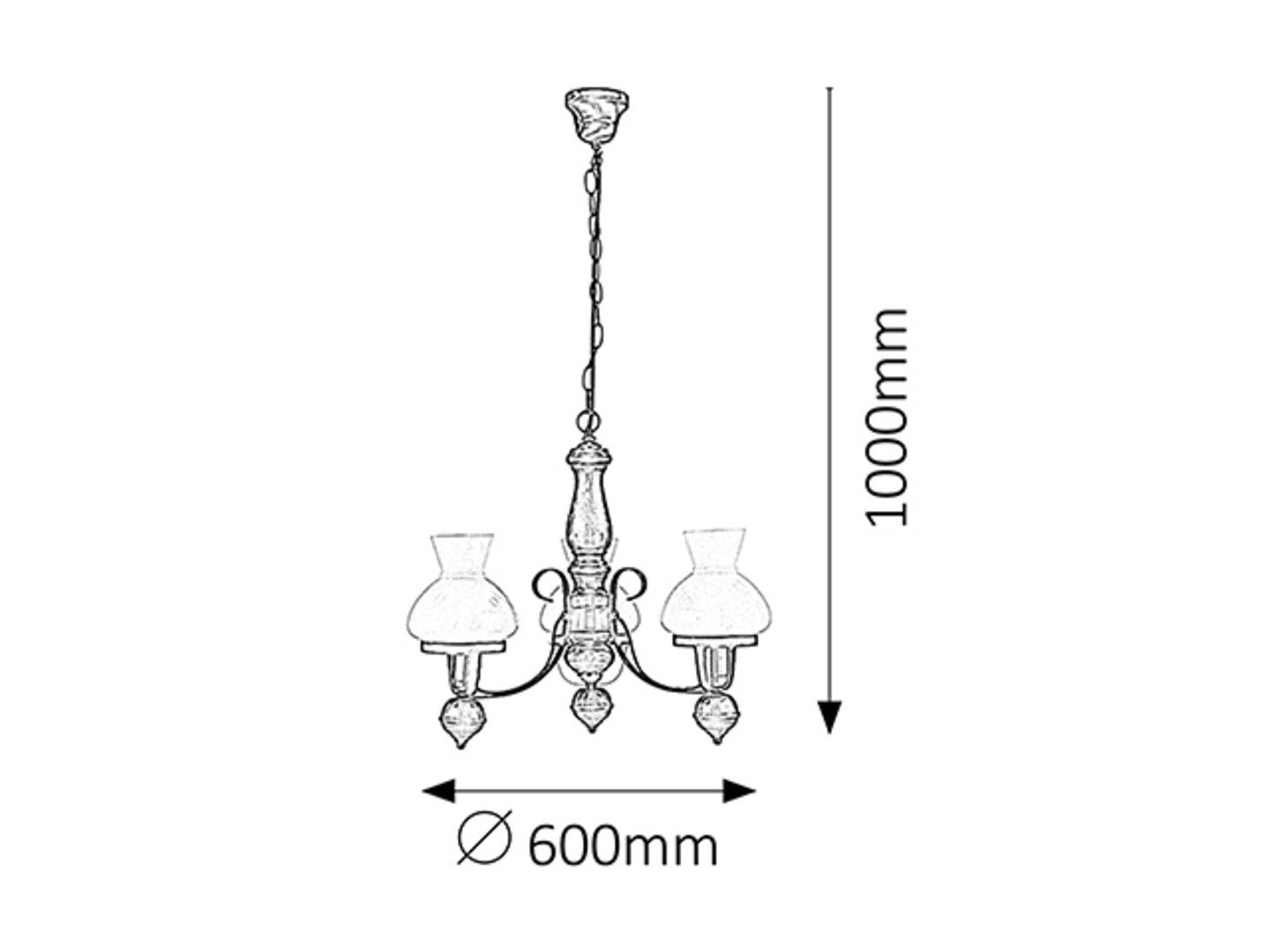 Rabalux Kronleuchter "Petronel" 3-flammig, Holz, schwarz, rund, E27, ø600mm