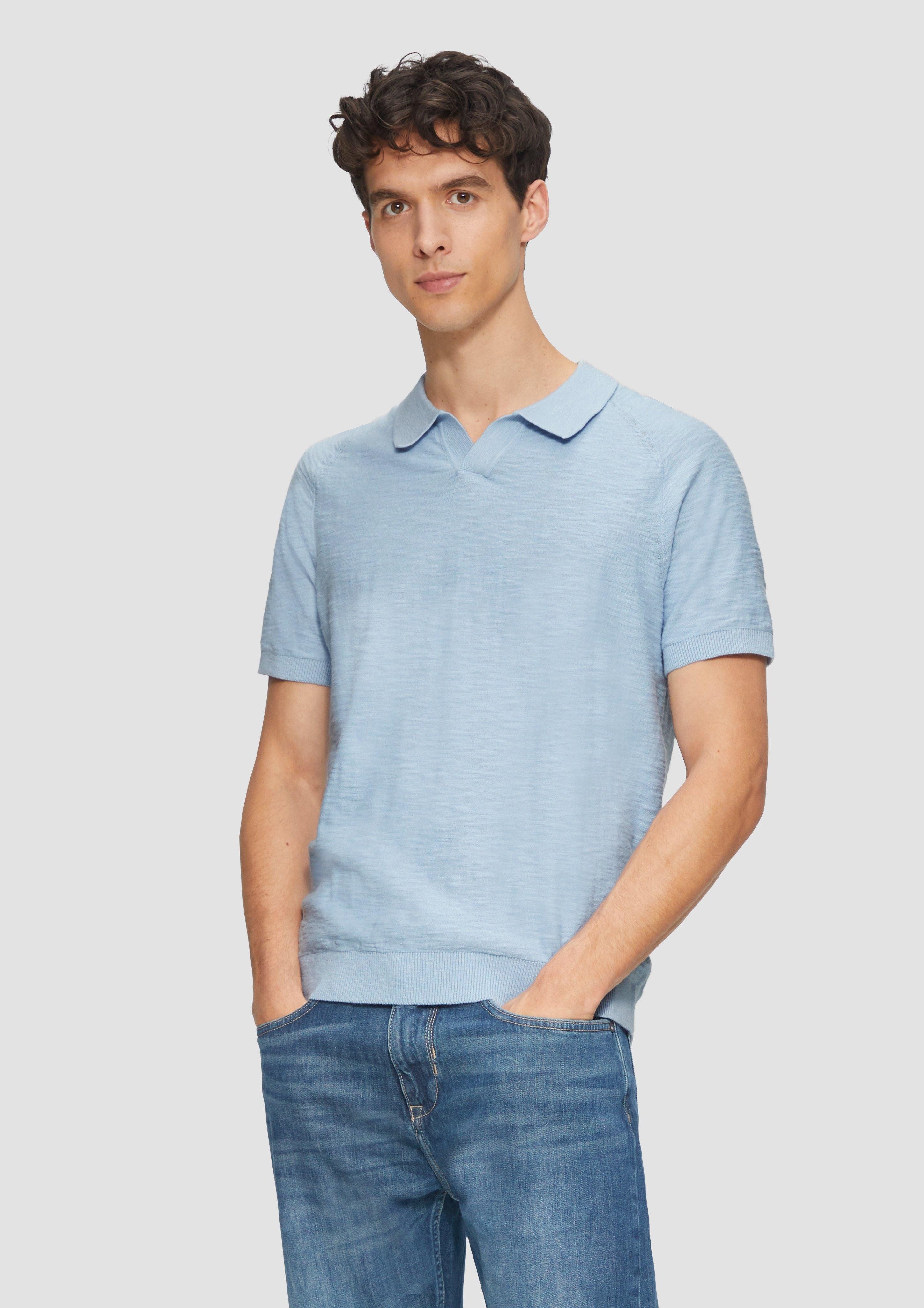 s.Oliver Strickpullover Gestricktes Poloshirt mit Flammgarnstruktur günstig online kaufen