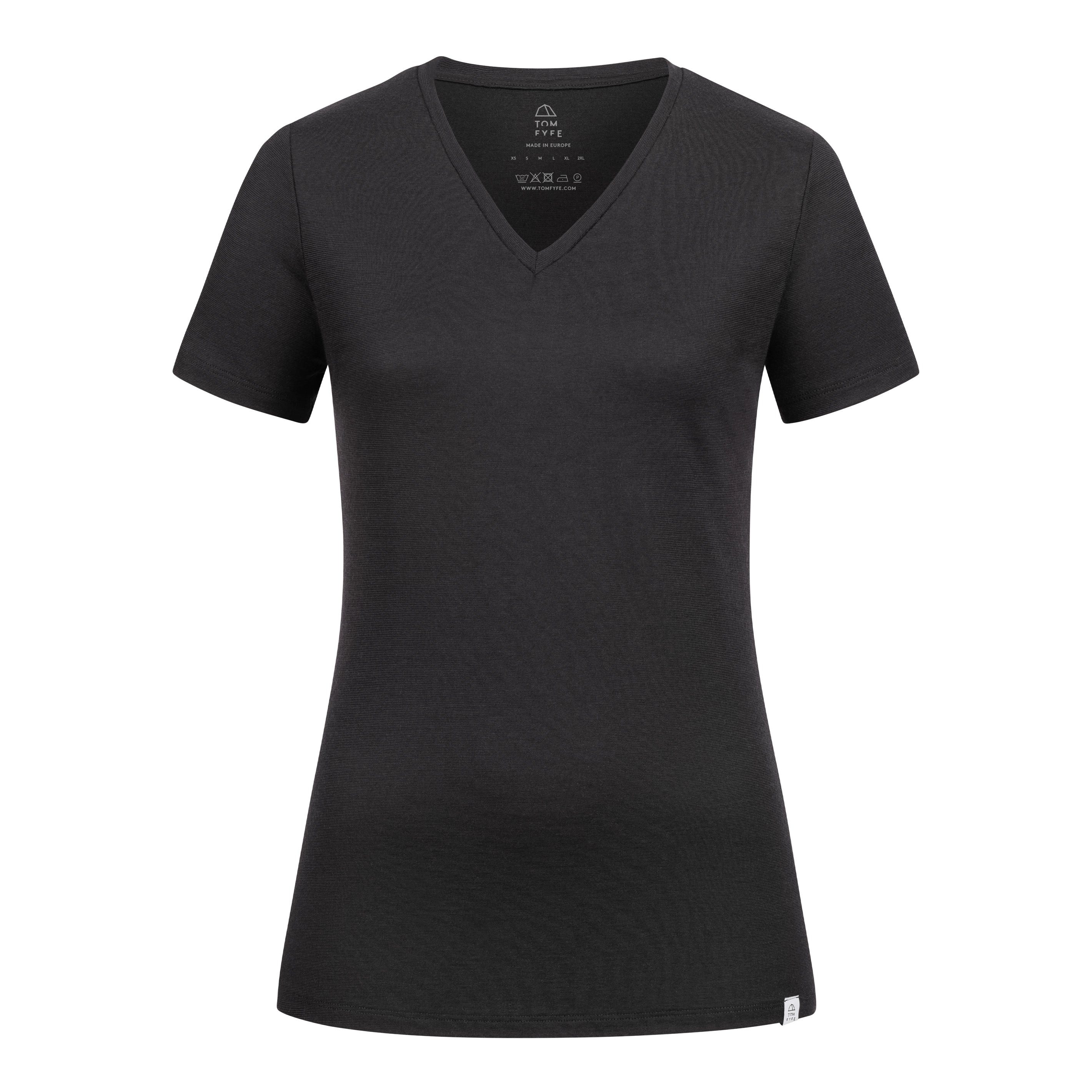 T-Shirt TOM FYFE Merino T-Shirt V-Ausschnitt Damen Schwarz / XS