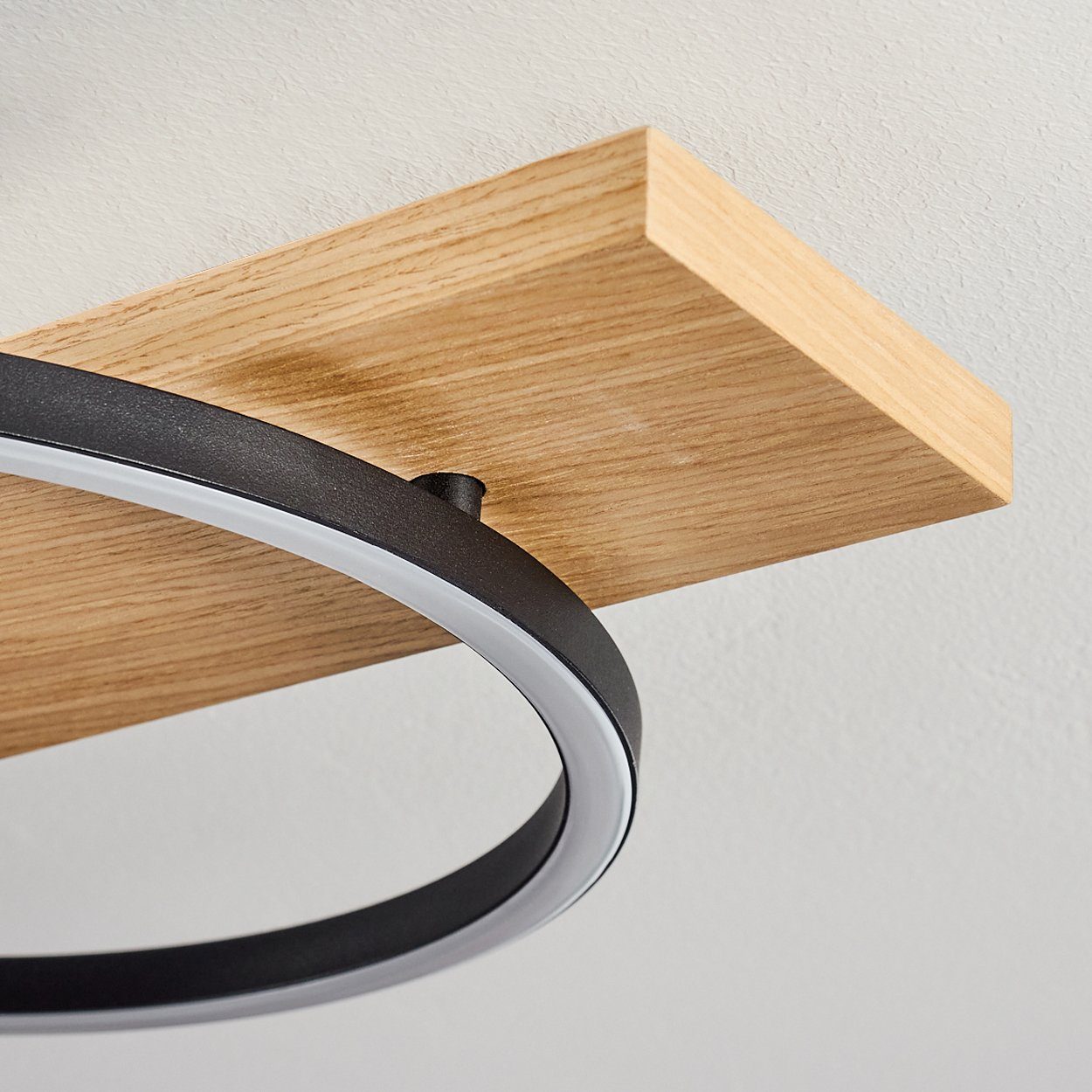 hofstein Deckenleuchte Holz Decken Lampen LED modern Flur Strahler schwarz Wohn Schlaf Raum
