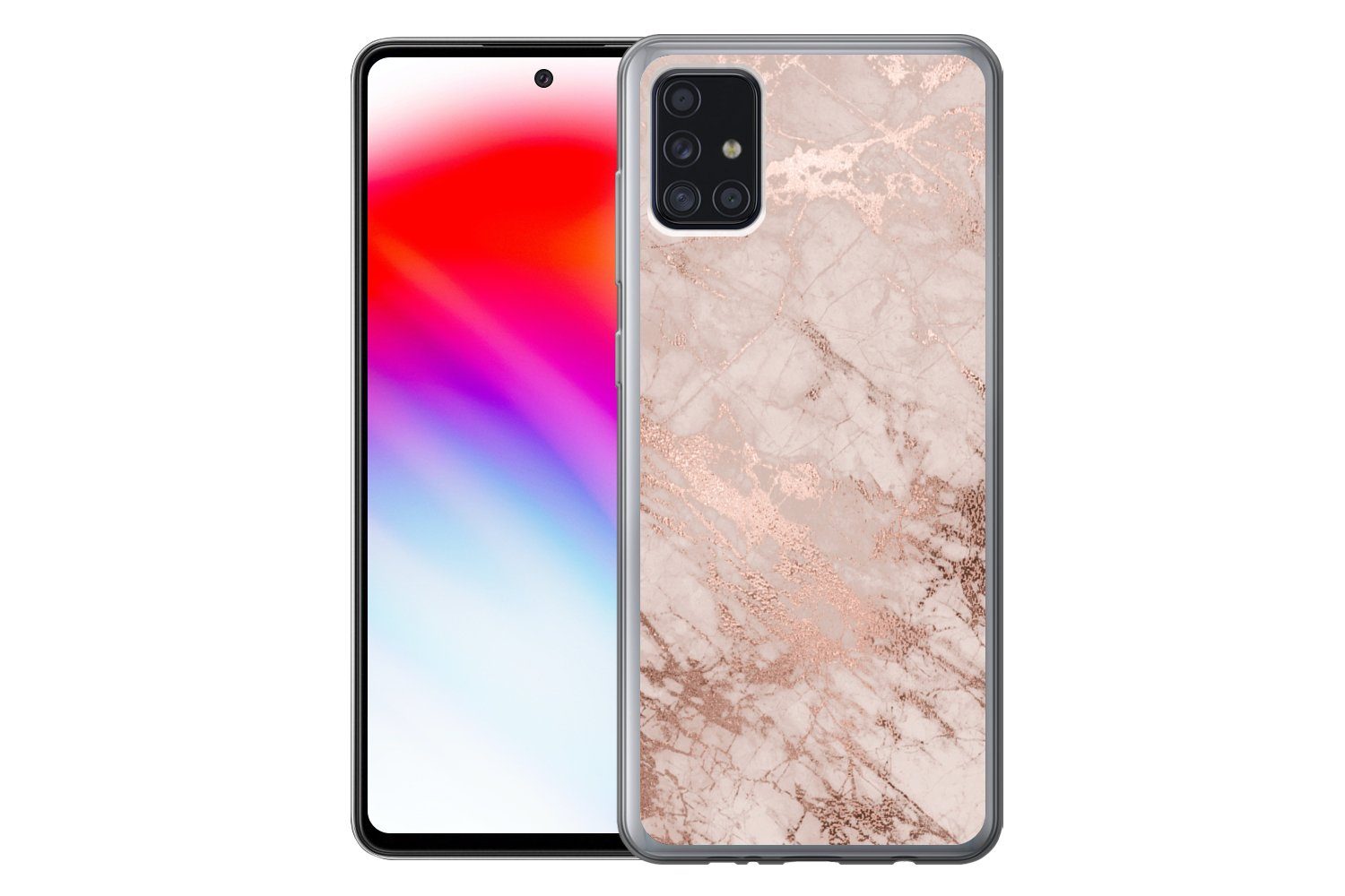 MuchoWow Handyhülle für Samsung Galaxy A52 5G Marmor - Rosa - Luxus - Marmoroptik - Glitze, Smartphone-Bumper, Print, Handy Schutzhülle Dünn