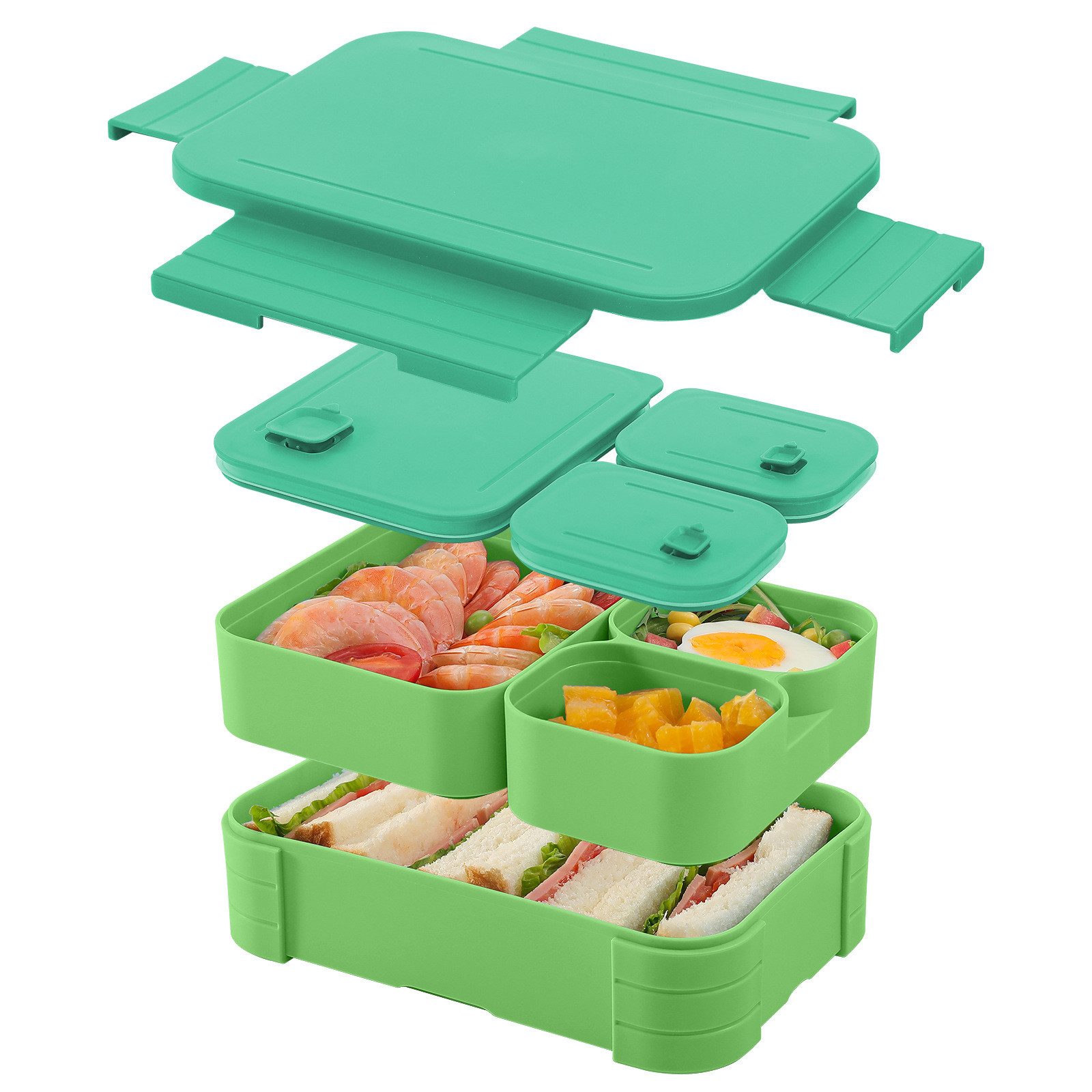 Zyronn Lunchbox Brotdose Kinder mit Fächern, Auslaufsichere Lunchbox Bento Box Kinder, 3-in-1 Brotdose 1100ml mit Fächern spülmaschinenfest BPA-frei