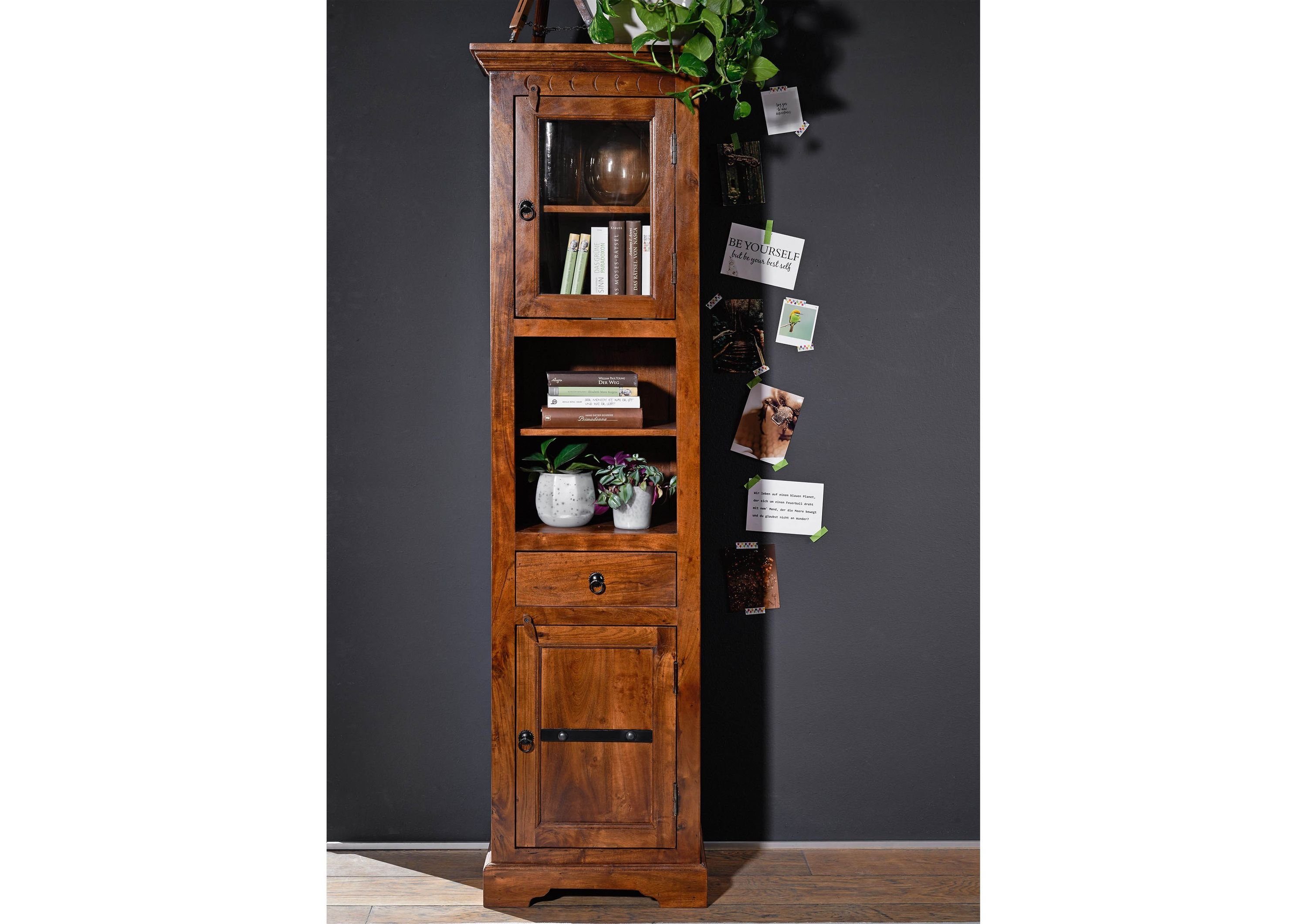 Massivmoebel24 Dreh-/Schwebetürenschrank (Hochschrank Akazie 52x36x187 noug günstig online kaufen