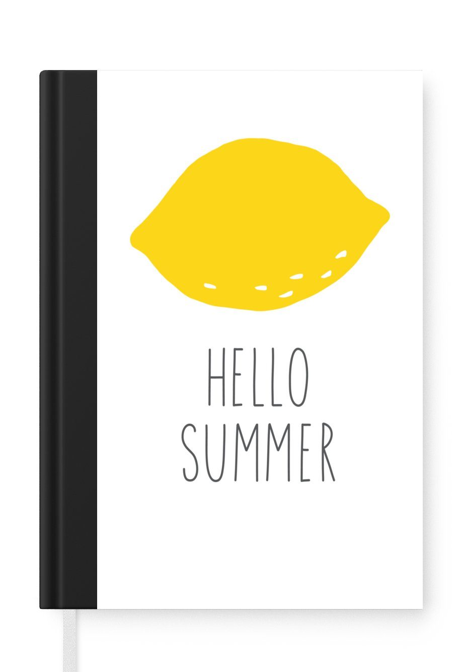 MuchoWow Notizbuch Illustration mit dem Zitat "Hallo Sommer" und einer Zitrone, Journal, Merkzettel, Tagebuch, Notizheft, A5, 98 Seiten, Haushaltsbuch