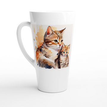 Alltagszauber Latte-Macchiato-Tasse - Jumbo-Becher CAT MUM, Keramik, extra groß, für 500ml Inhalt