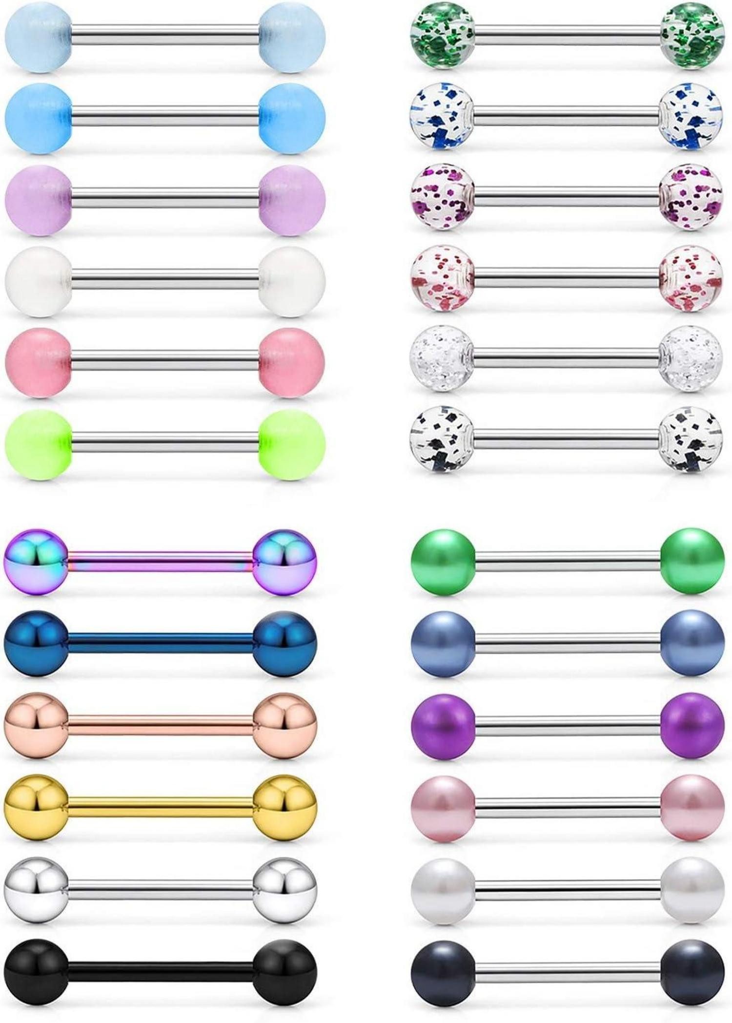 vcmart Piercing-Set 24stk Zungenpiercing Set 14G günstig online kaufen