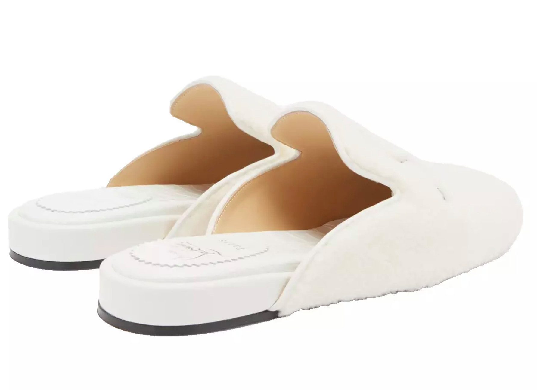 CHRISTIAN LOUBOUTIN Coolito Lammfell Loafers Обувь Pantoletten Slipper Charakteristische rote Lackledersohle mit rutschfestem Gummibesatz