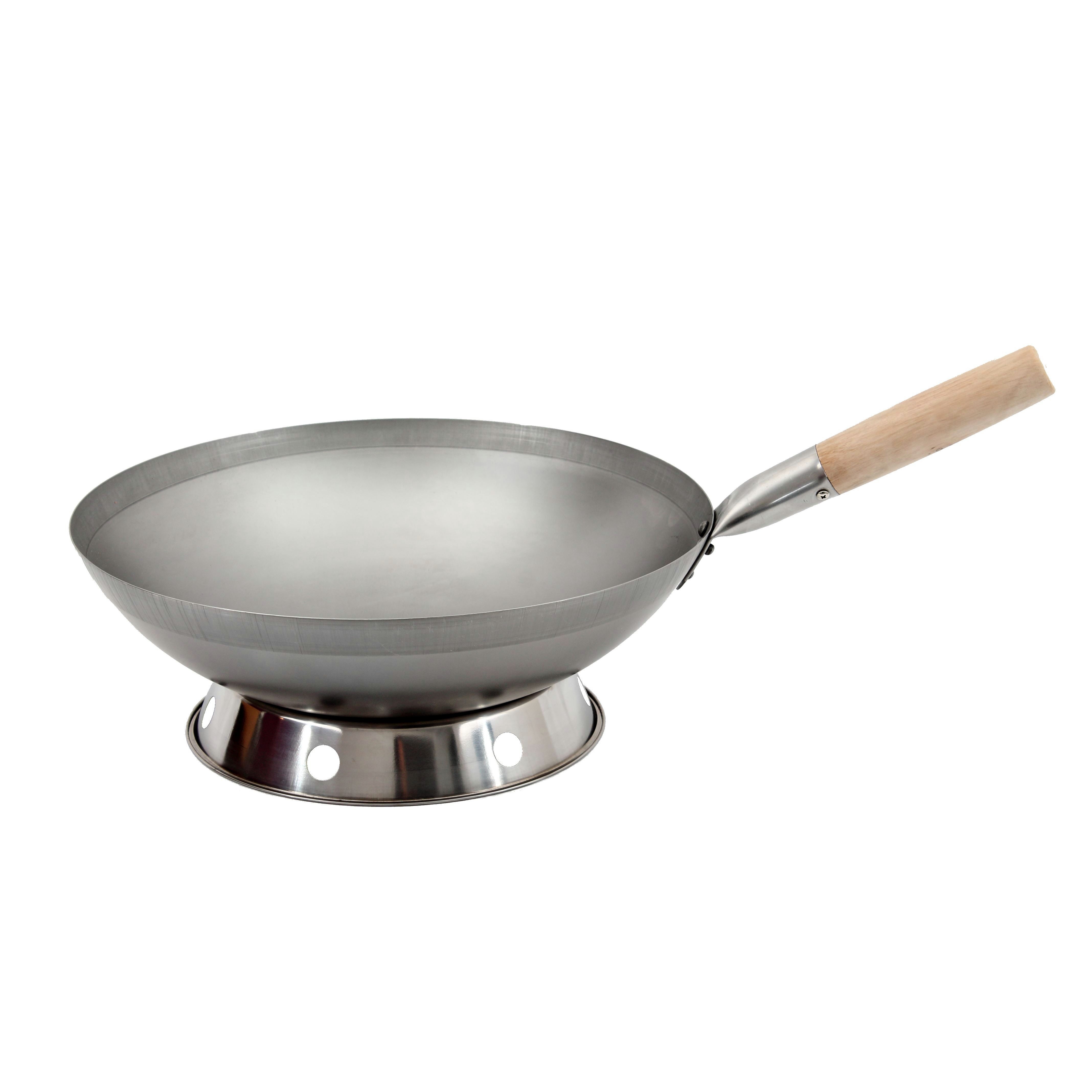 AAF Nommel Wok Wok Set mit Wok-Kelle und Wok-Ring, Karbon-Stahl (Wok Set, 1 Wok Ø 30 cm, 1 Wok-Kelle, 1 Wok-Ring), Natürliche Antihaftbeschichtung nach dem Einbrennen