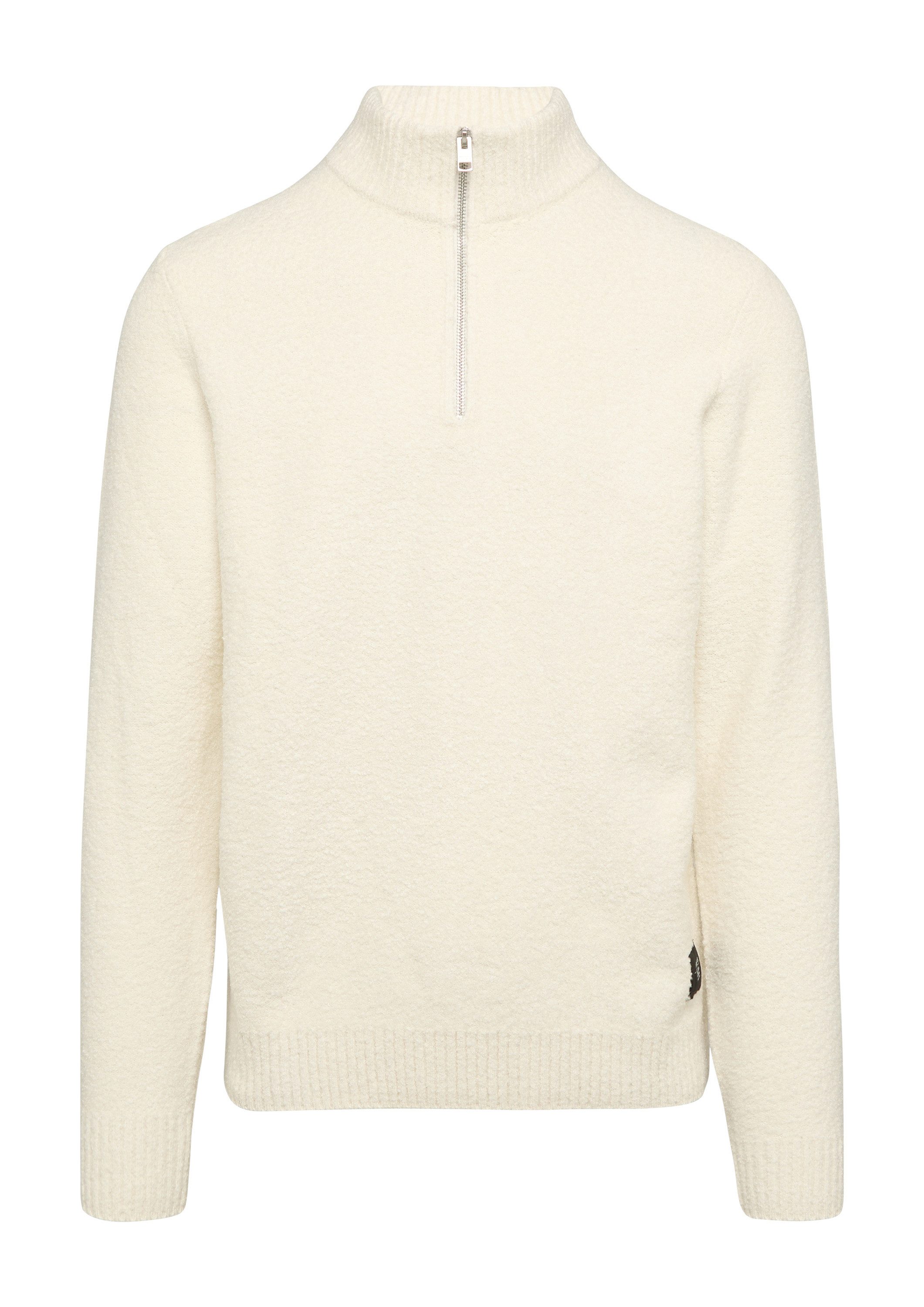 s.Oliver Longpullover Strickpullover Pullover mit Troyer-Kragen in Melange-Optik