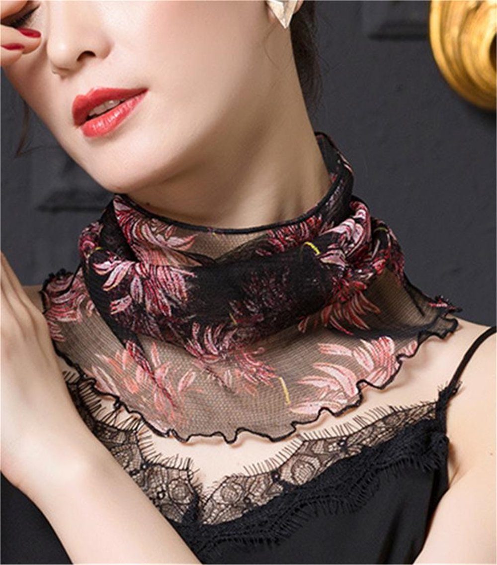 Rouemi Modeschal Rosa Seidenschal warmer Schal, multifunktionaler kleiner Bunt bedruckter