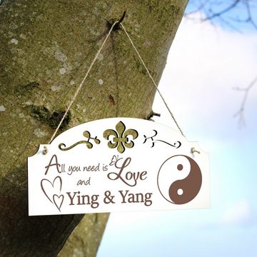 Dekolando Hängedekoration Ying und Yang Deko 20x10cm All you need is Love