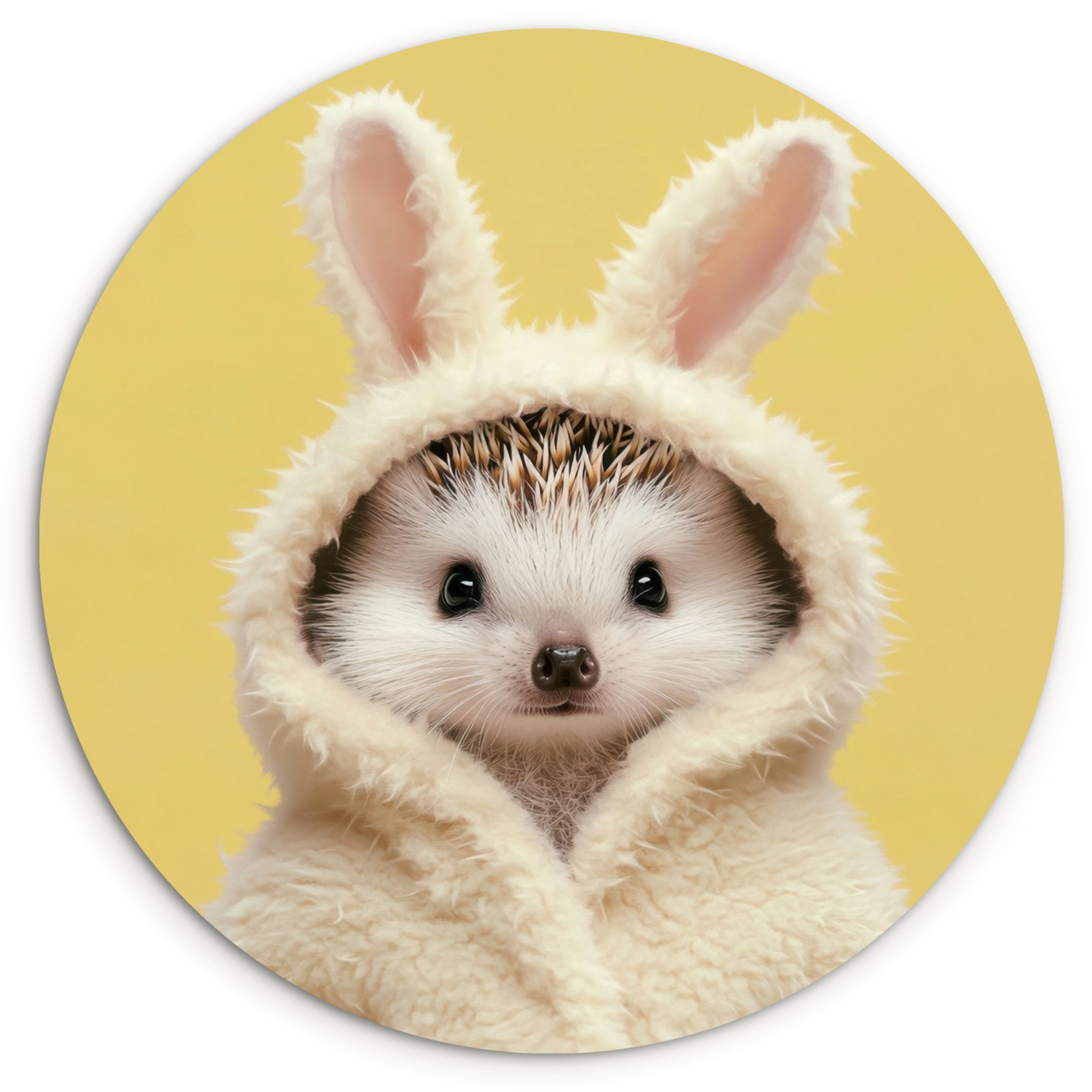 MuchoWow Gemälde Igel - Osterhase - Kostüm, Fotodruck (1 St), Kreis Wanddekoration, Rundes Wandbild, 30x30 cm