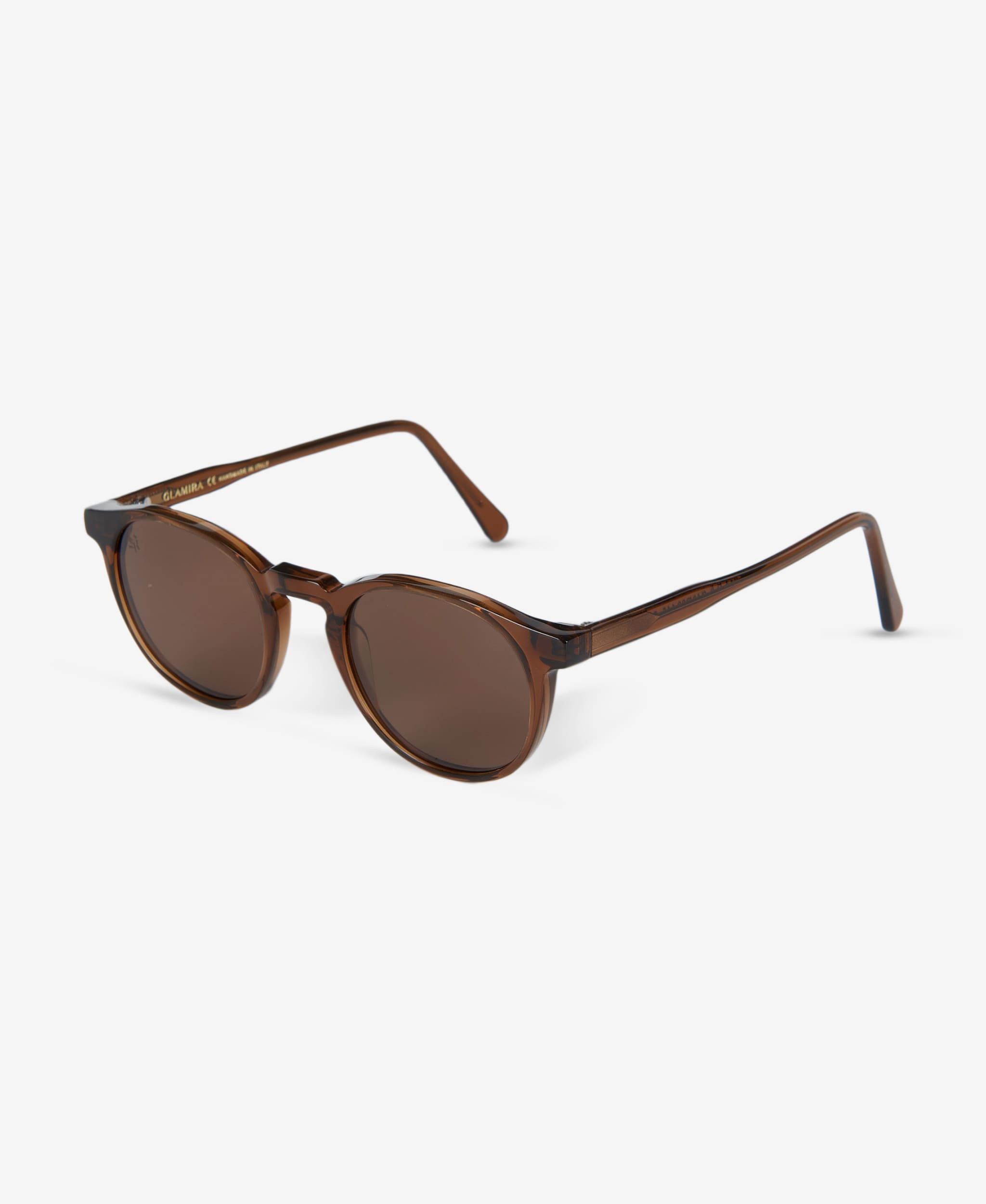 GLAMIRA Sonnenbrille Mattbraune Runde Damensonnenbrille (1-St) mit polarisierten Linsen