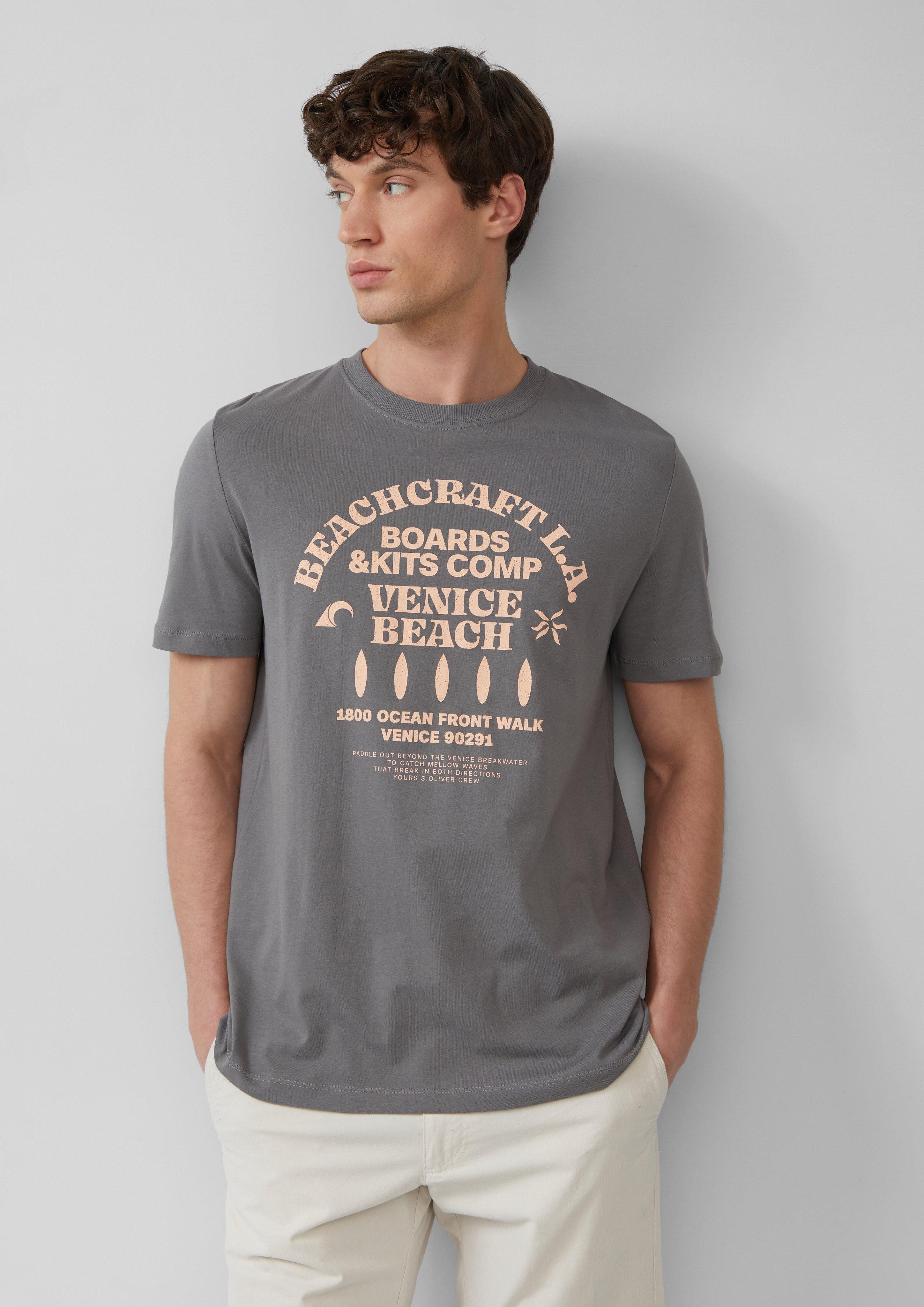 s.Oliver Kurzarmshirt Baumwoll-T-Shirt mit Crewneck und günstig online kaufen