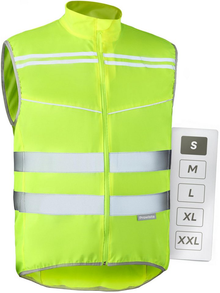 Prowiste Warnweste Fahrradweste Herren & Damen – Hohe Sichtbarkeit in Neon Gelb (Einzelartikel, 1-tlg., 1 x Bike Vest) Atmungsaktiv (Mesh) & Rückentasche – Hohe Sichtbarkeit beim Laufen