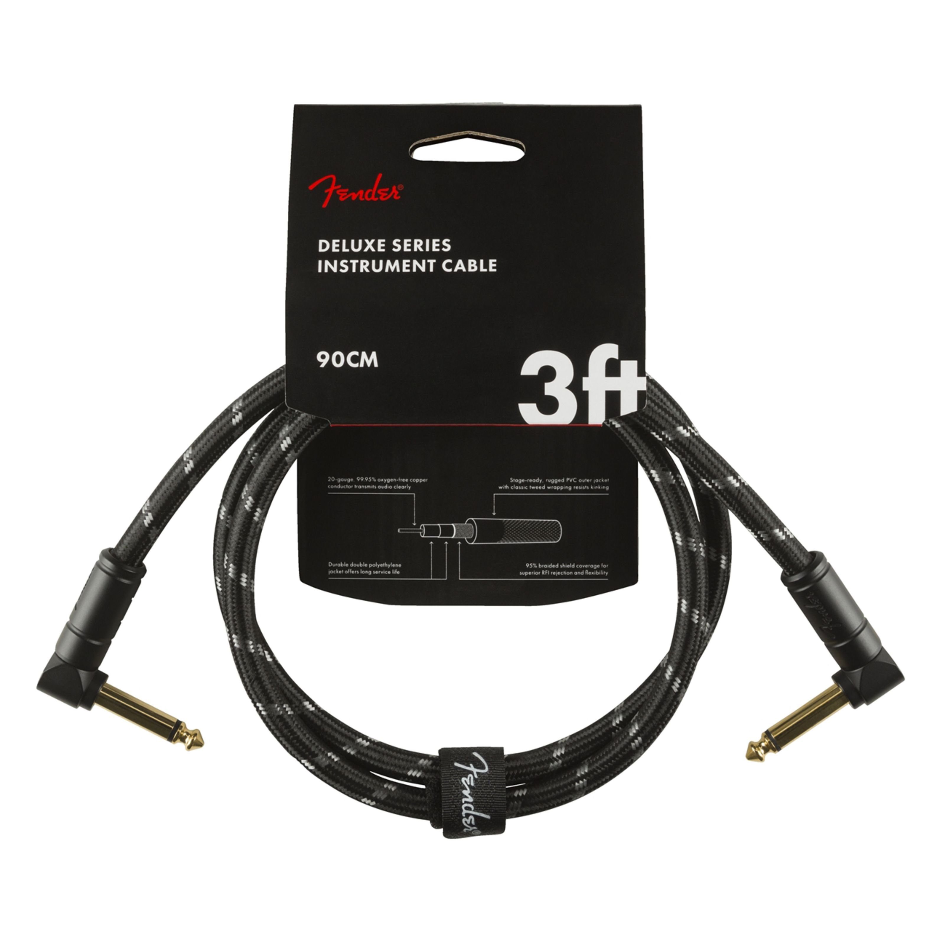 Fender Audio-Kabel, Deluxe Tweed Patch Cable BLK 90 cm - Stereo Patchkabel