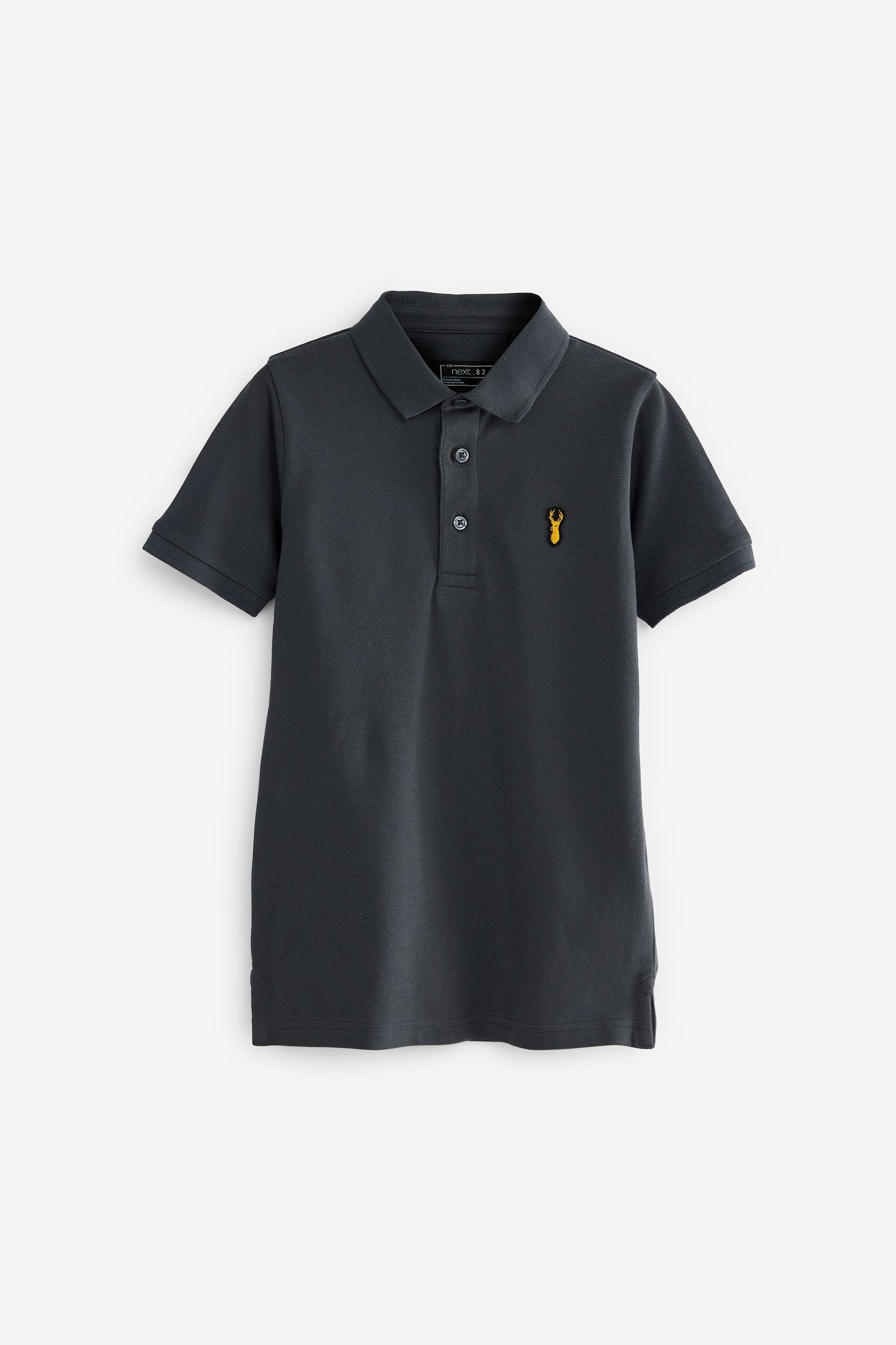 Next Kurzärmeliges Charcoal Polo-Shirt Grey (1-tlg) Poloshirt