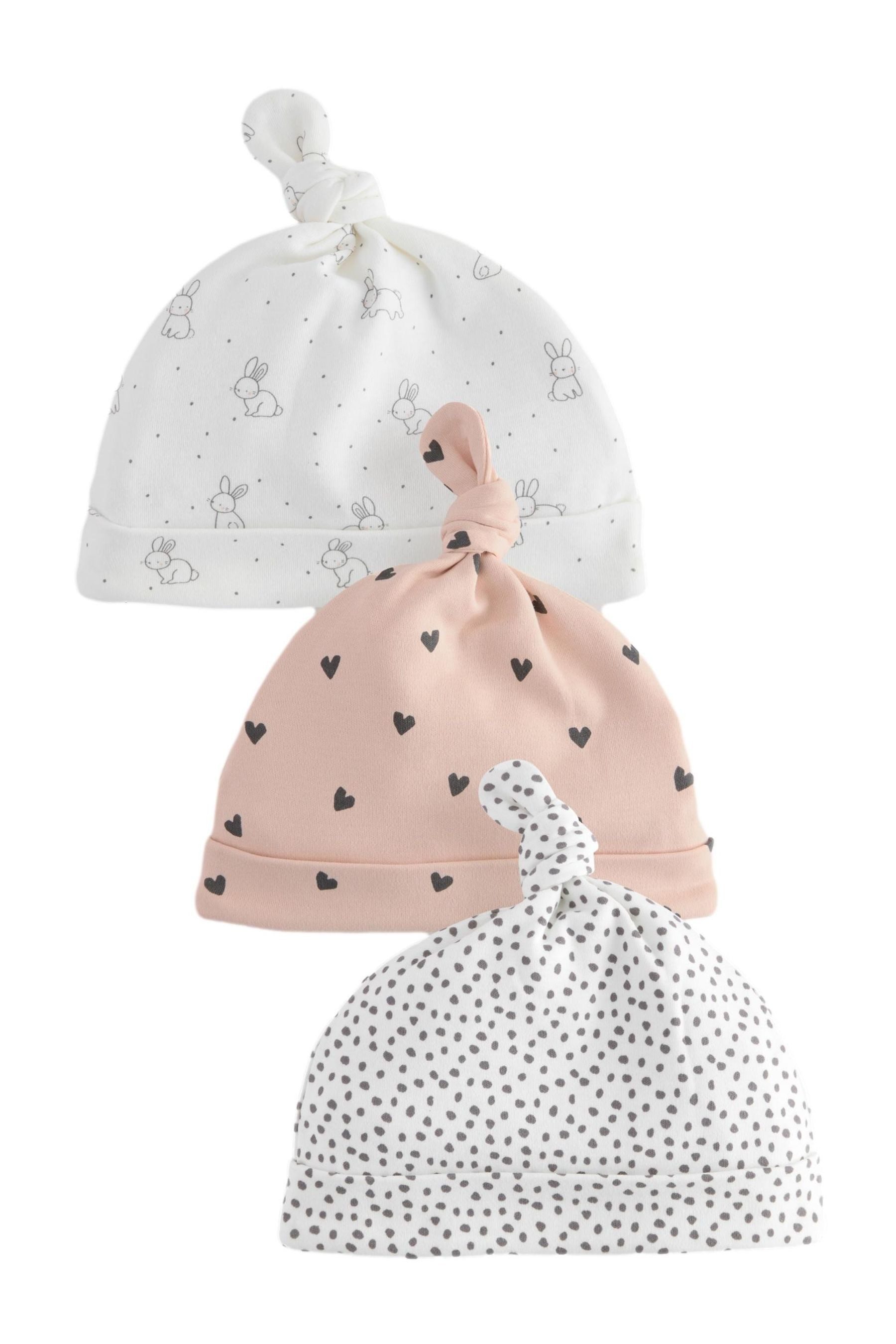 Erstlingsmütze Baby-Knotenmütze aus 100 % Baumwolle im 3er-Pack