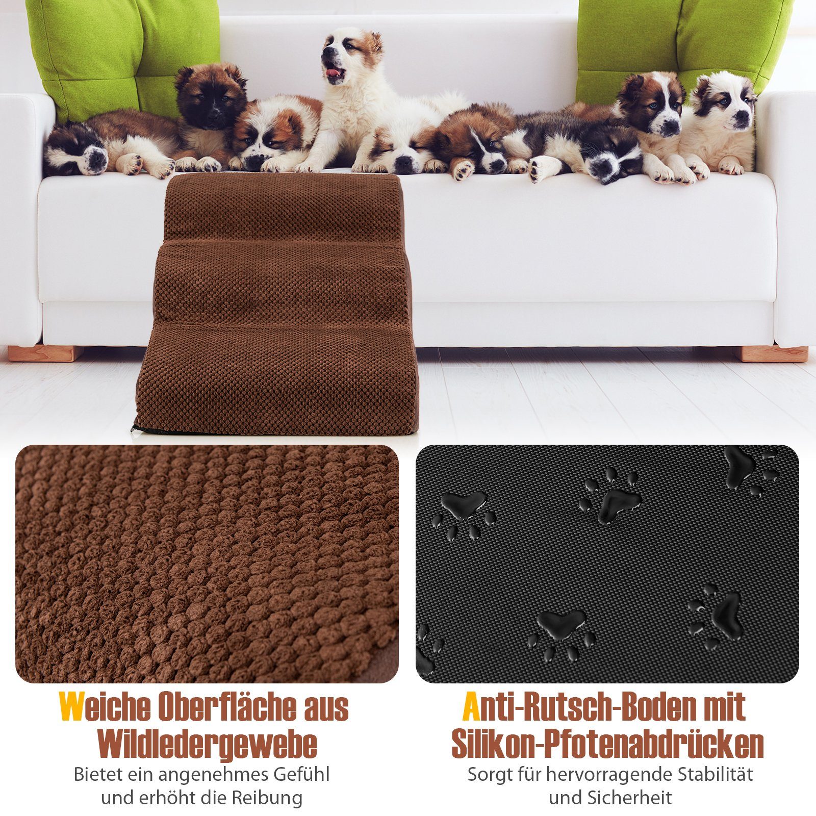 COSTWAY Haustiertreppe Hunderampe, 3-stufige, faltbar & tragbar günstig online kaufen