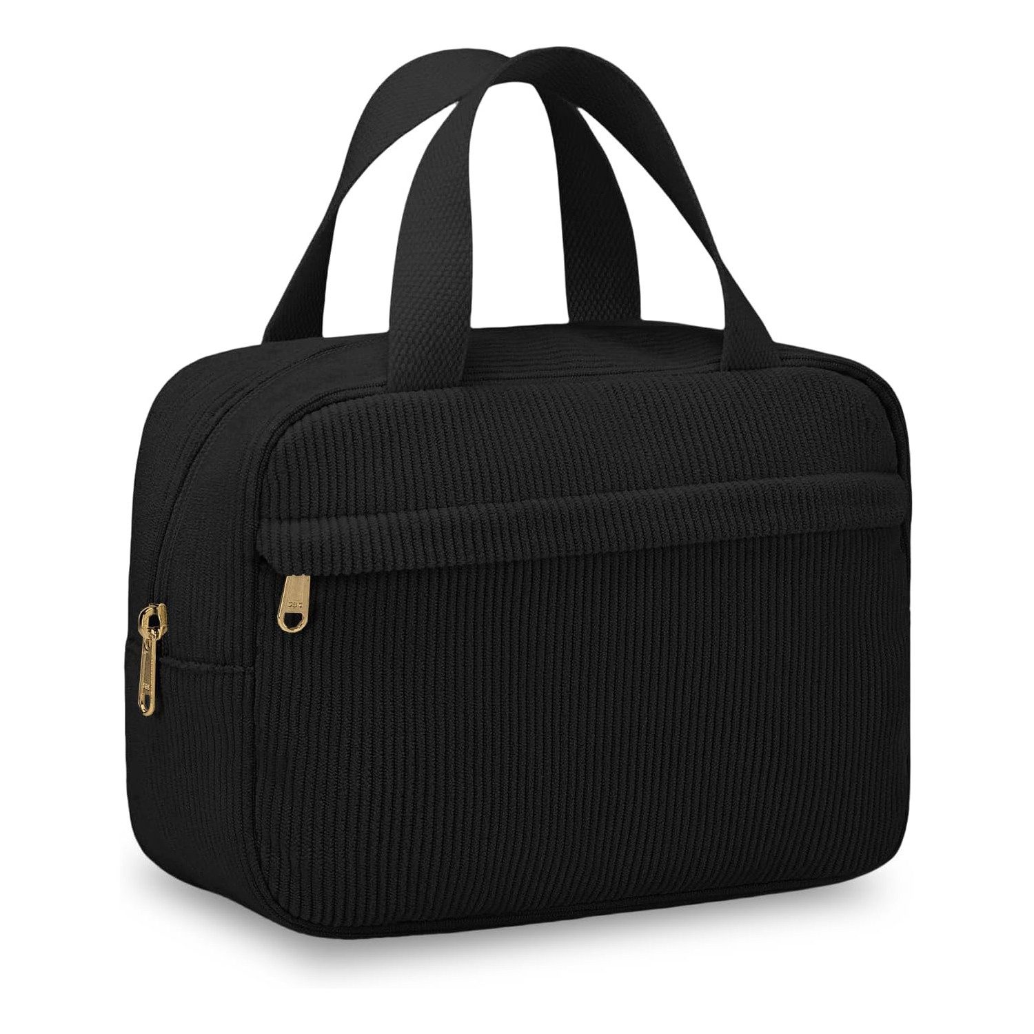 Coonoor Kosmetiktasche Groß Kulturtasche Cord Damen Make-up Tasche Cord Reise Kulturbeutel, Kosmetikbeutel mit vielen Fächern, Kord Cosmetic Bag für Damen Herren